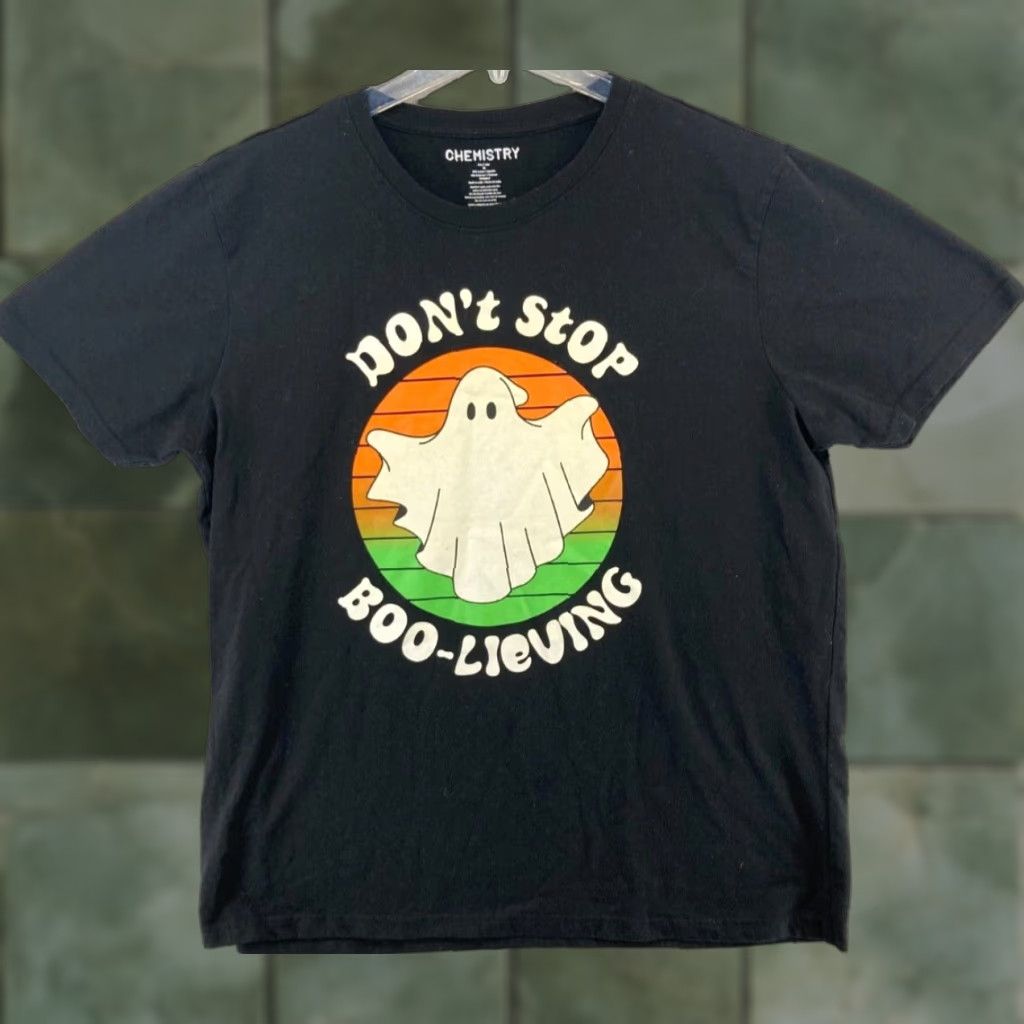 Vintage Chemistry Ghost Halloween Mens TShirt XL Black Crew Neck Short Sleeve Graphic Print Size US XL / EU 56 / 4 - 1 Thumbnail