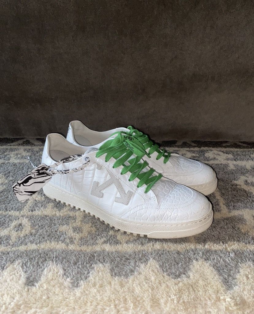 image of Off White Crocodile Embossed Sneakers, Men's (Size 8)