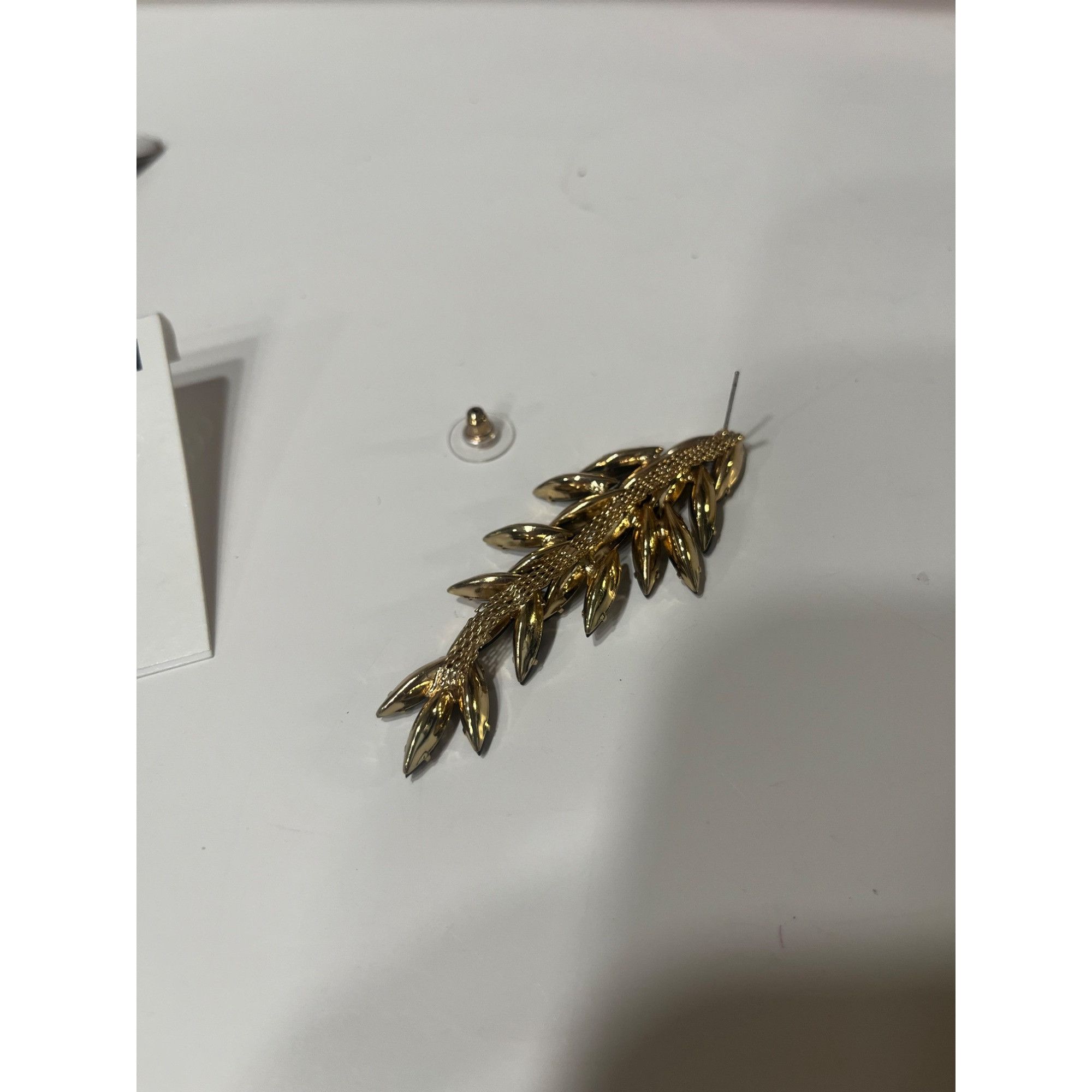 Bar III Bar III Black & Gold Leaf Drop Earrings With Stud Back Size ONE SIZE - 12 Thumbnail