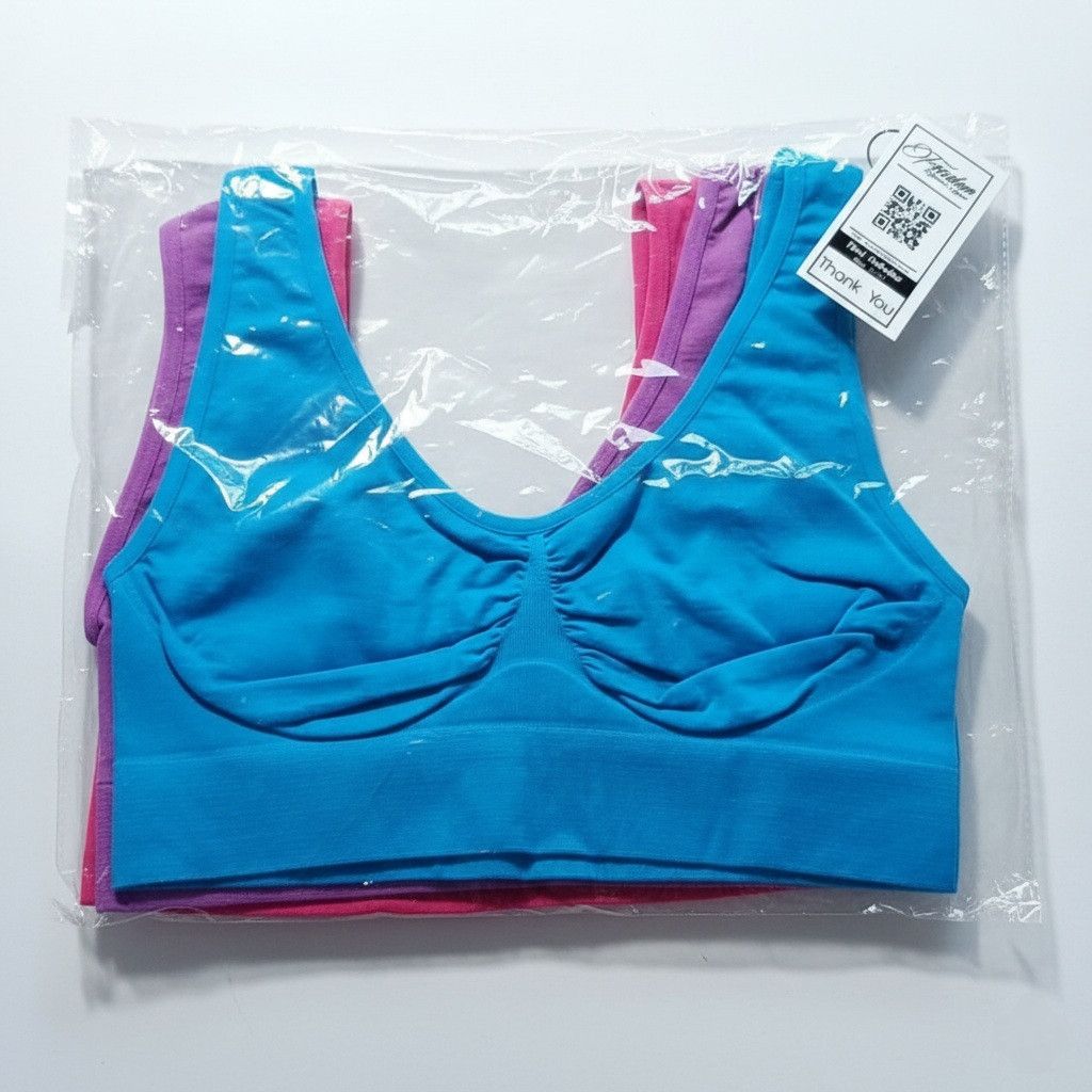 Other Freedom Size M/L NEW 3 Bras Set Pink Purple Blue Stretchy Size ONE SIZE - 7 Thumbnail