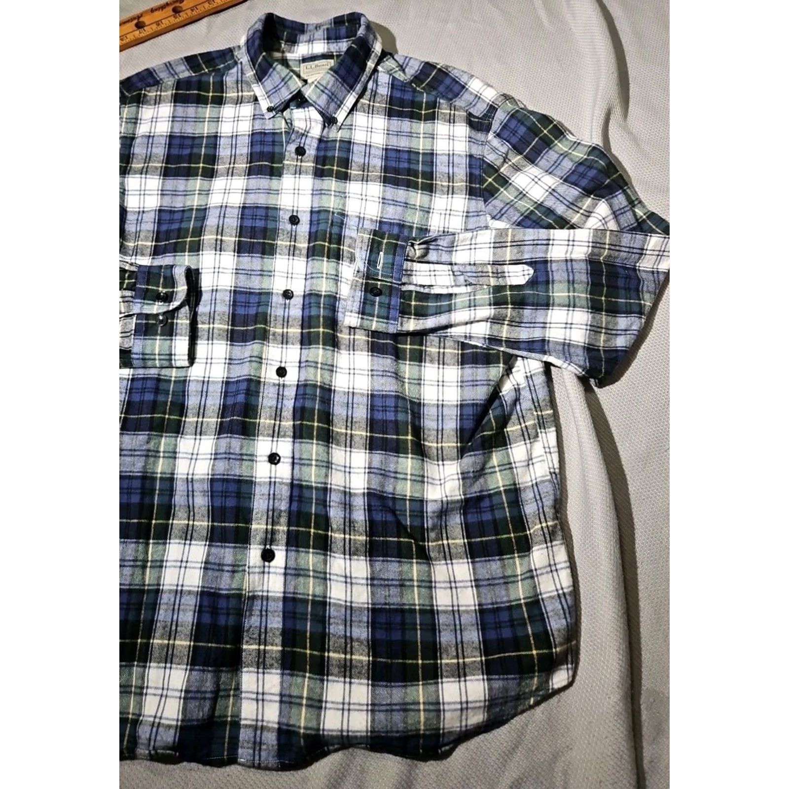 Vintage LL Bean Mens Shirt - Blue Brushed Flannel - Preppy Button-Down - Casual Wear - Durable - Authentic Size US L / EU 52-54 / 3 - 4 Thumbnail