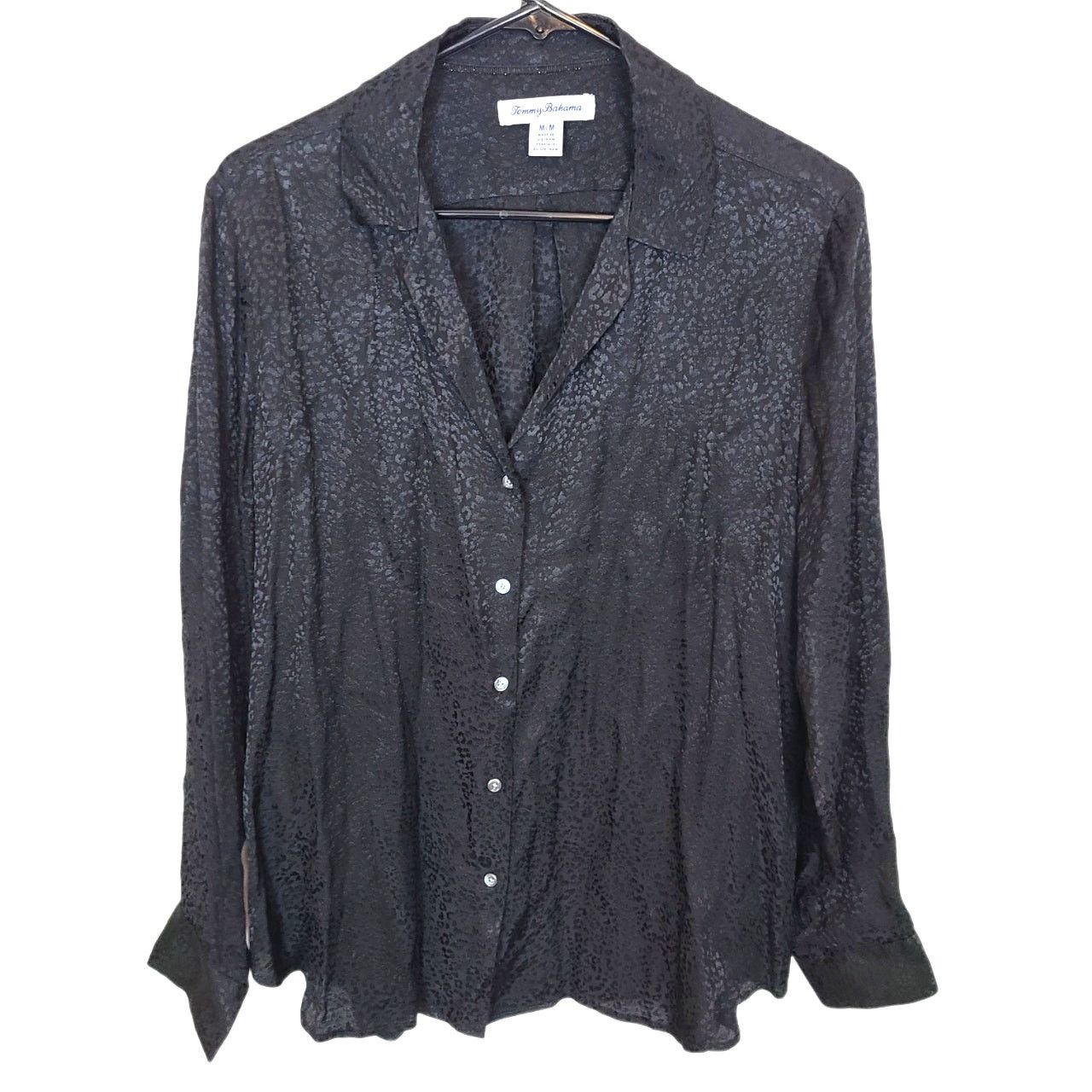 Tommy Bahama Tommy Bahama Blouse Black Satin Leopard Animal M Classic Size S / US 4 / IT 40 - 1 Thumbnail