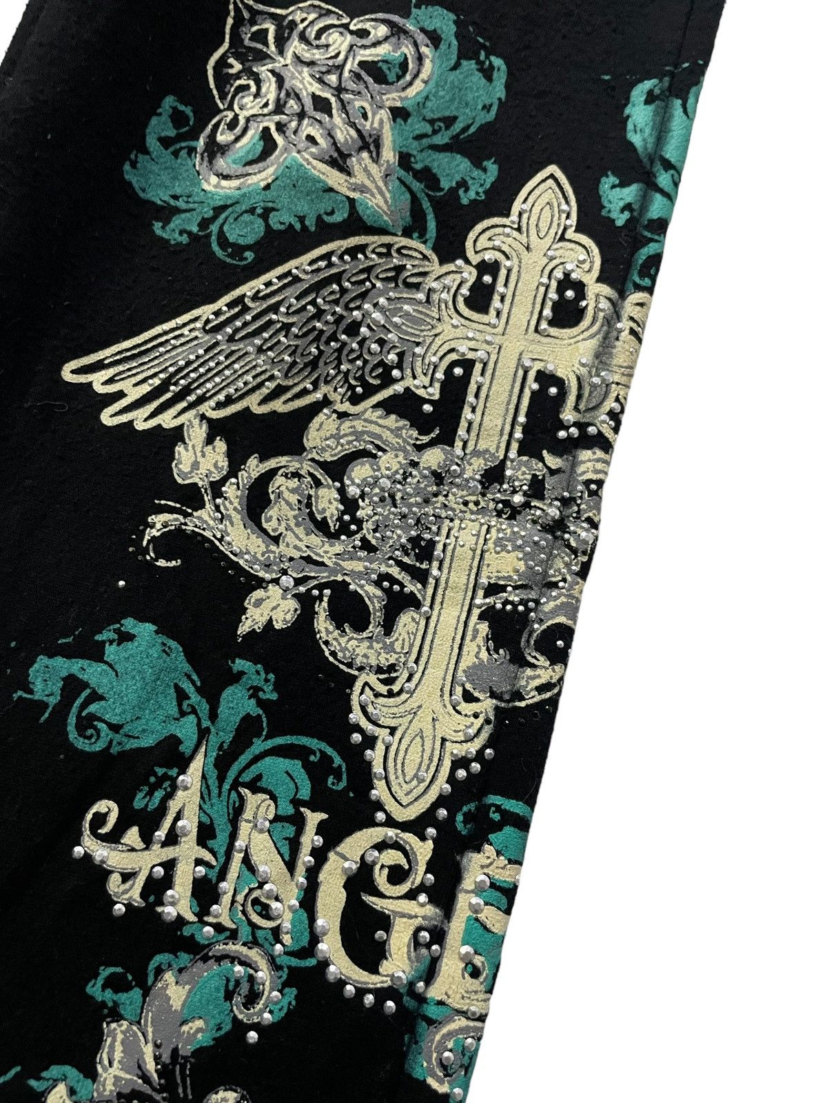 Affliction × Ed Hardy × Japanese Brand Vintage Ichioku Japan Goth Swarovski Flared Sweat Pants Size US 30 / EU 46 - 9 Thumbnail