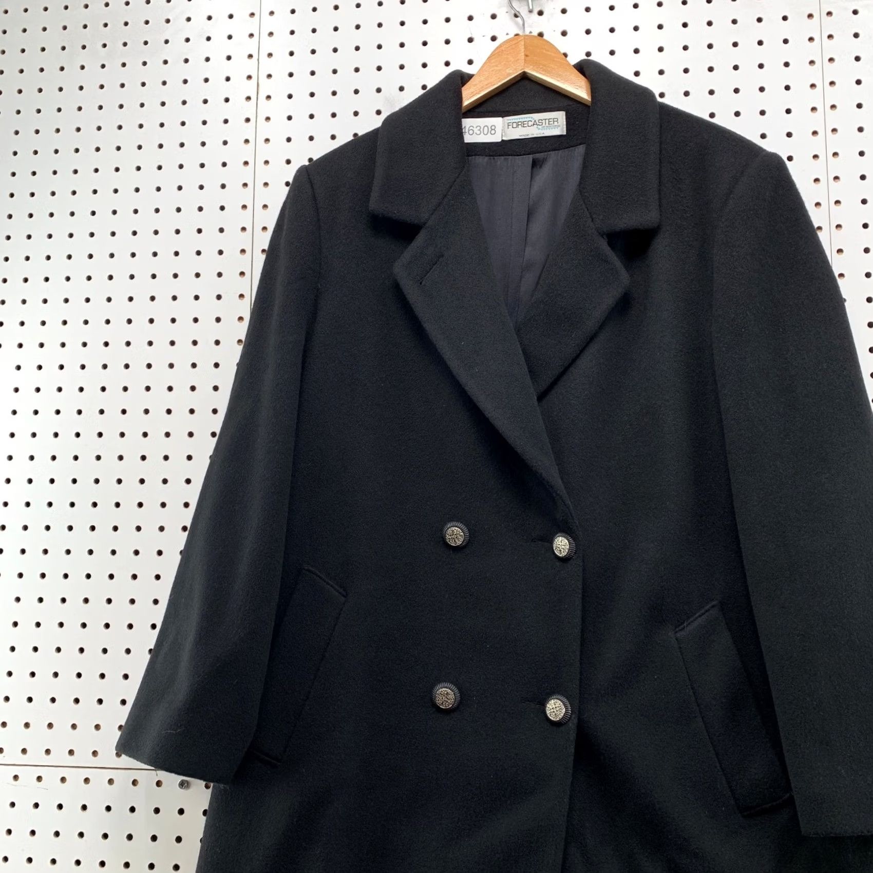 Doublet Vintage Forecaster Boston Wool Overcoat Women 16 Black Double Breasted Made USA Size XXL / US 16-18 / IT 52-54 - 7 Thumbnail