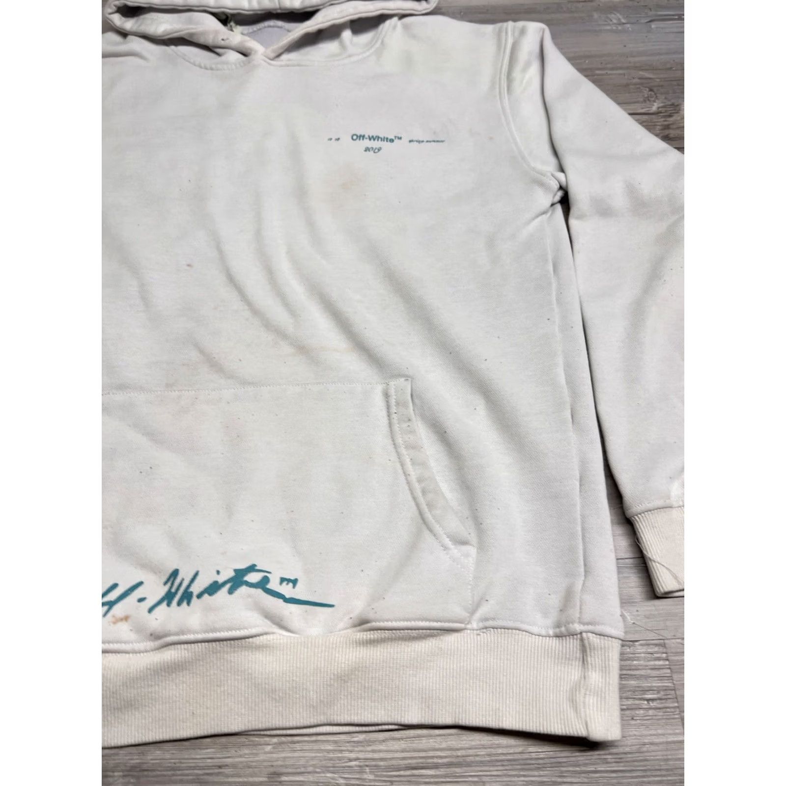 Off-White VINTAGE Off-White Hoodie Unisex Adults XL White Drawstring Hooded Logo 90s Graffiti Arrows SS19 AS-IS Size US XL / EU 56 / 4 - 5 Thumbnail