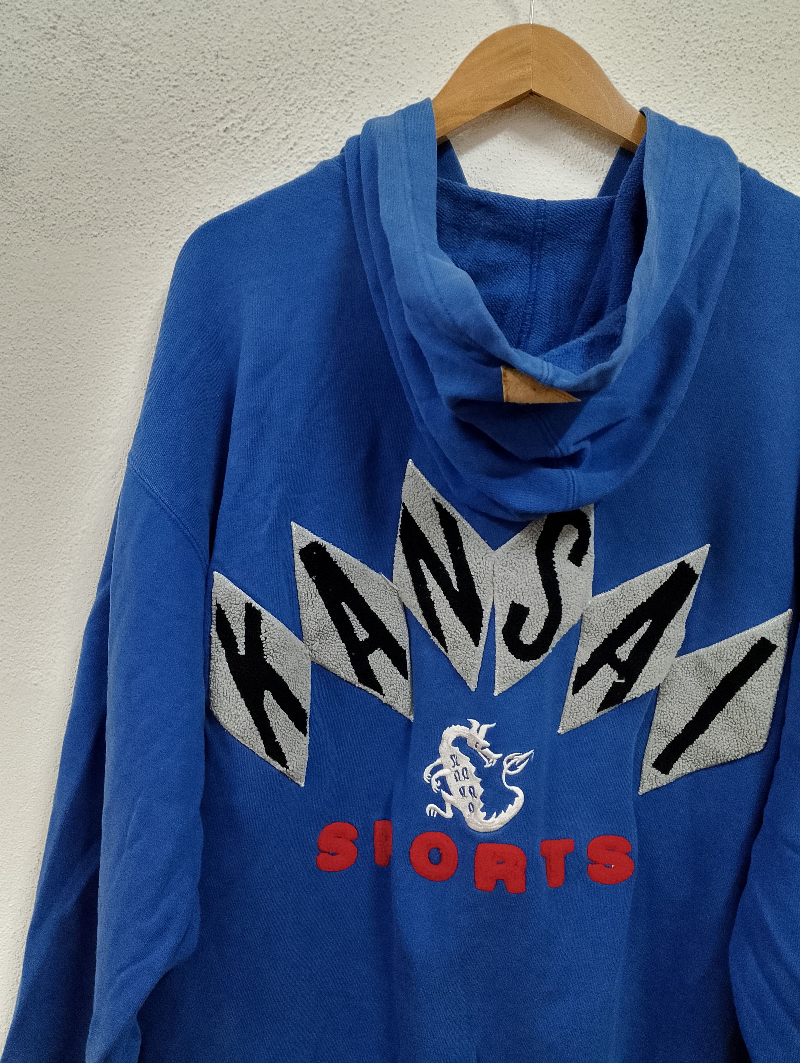 Kansai Yamamoto Vintage 90s Kansai Sports Blue Hoodie Dragon Logo Size US XL / EU 56 / 4 - 5 Thumbnail