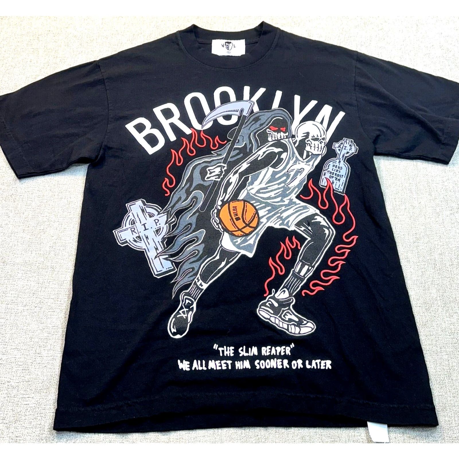 Warren Lotas Warren Lotus Brooklyn Nets Authentic Slim Reaper KD Rare T-Shirt Men’s S Multicolor Graphic Print Short Sleeve NBA Grim Reaper Streetwear Size US S / EU 44-46 / 1 - 3 Thumbnail