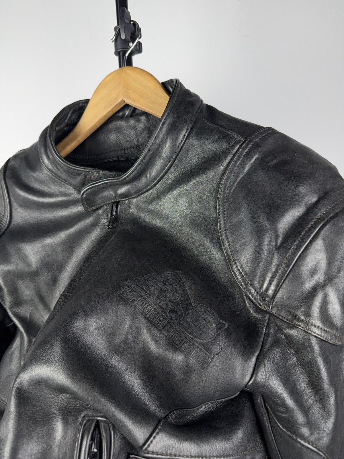 Leather Vntg 00s Heavy Leather Racing MOTO R.S. Bomber Jacket Punk Size US XL / EU 56 / 4 - 5 Thumbnail