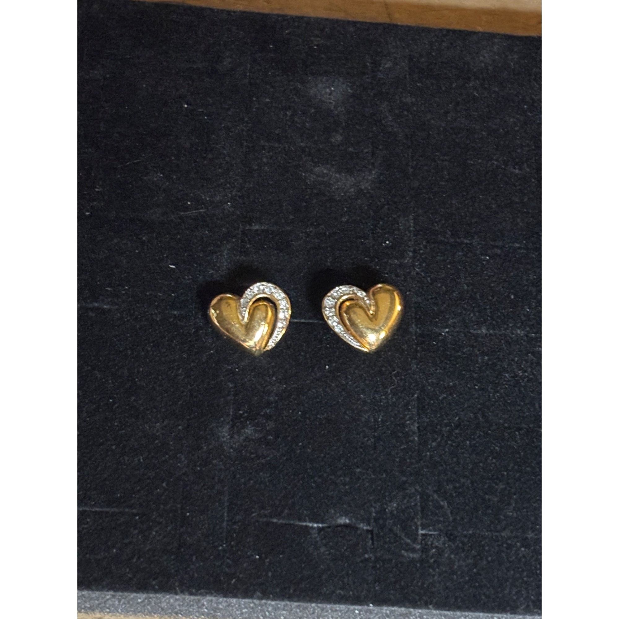 Other Gold & Rhinestone Heart-Shaped Earrings Size ONE SIZE - 4 Thumbnail