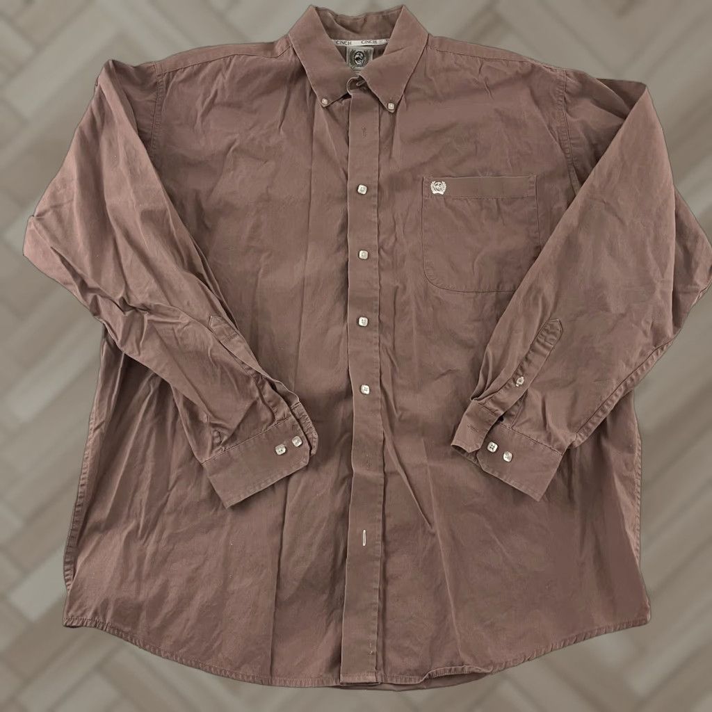 Vintage Cinch Long Sleeve Button Front Shirt Men Large Solid Mauve Pink Button-Up Shirt Mens Large Cinch Long Sleeve Button Front Shirt Solid Mauve Pink Size US L / EU 52-54 / 3 - 1 Thumbnail