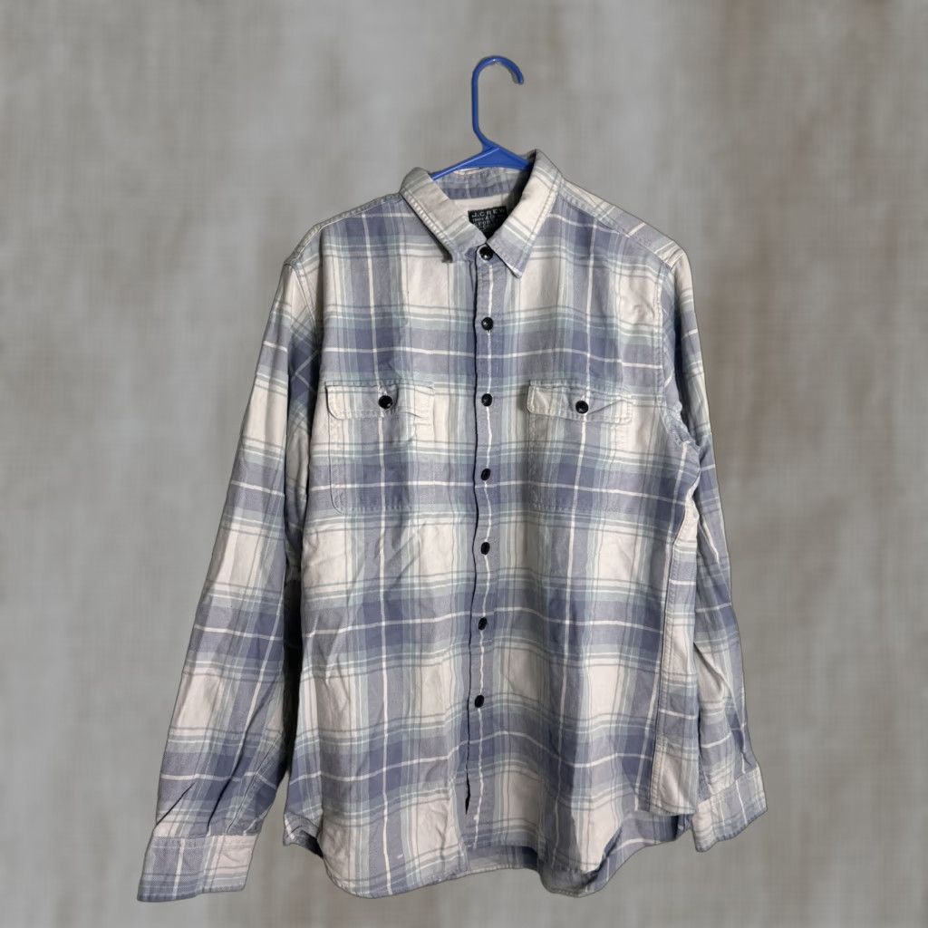 J.Crew J.CREW Mens Button-Up Shirt Plaid Cotton Long Sleeve Blue White Multicolor L Regular Shirt Womens? Size US L / EU 52-54 / 3 - 1 Thumbnail