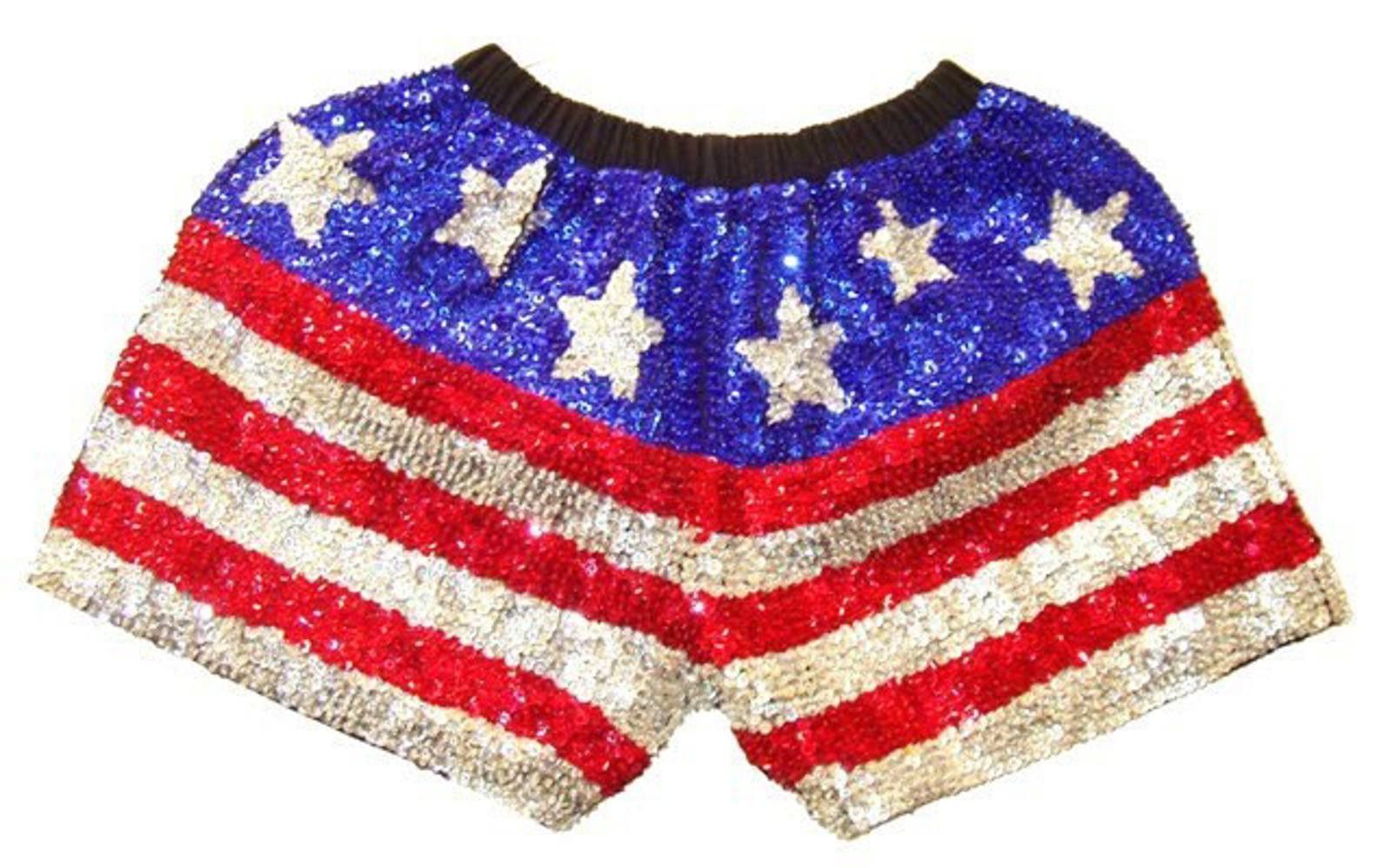 Designer Sequin Short USA STARS & STRIPES Size 32" / US 10 / IT 46 - 1 Preview