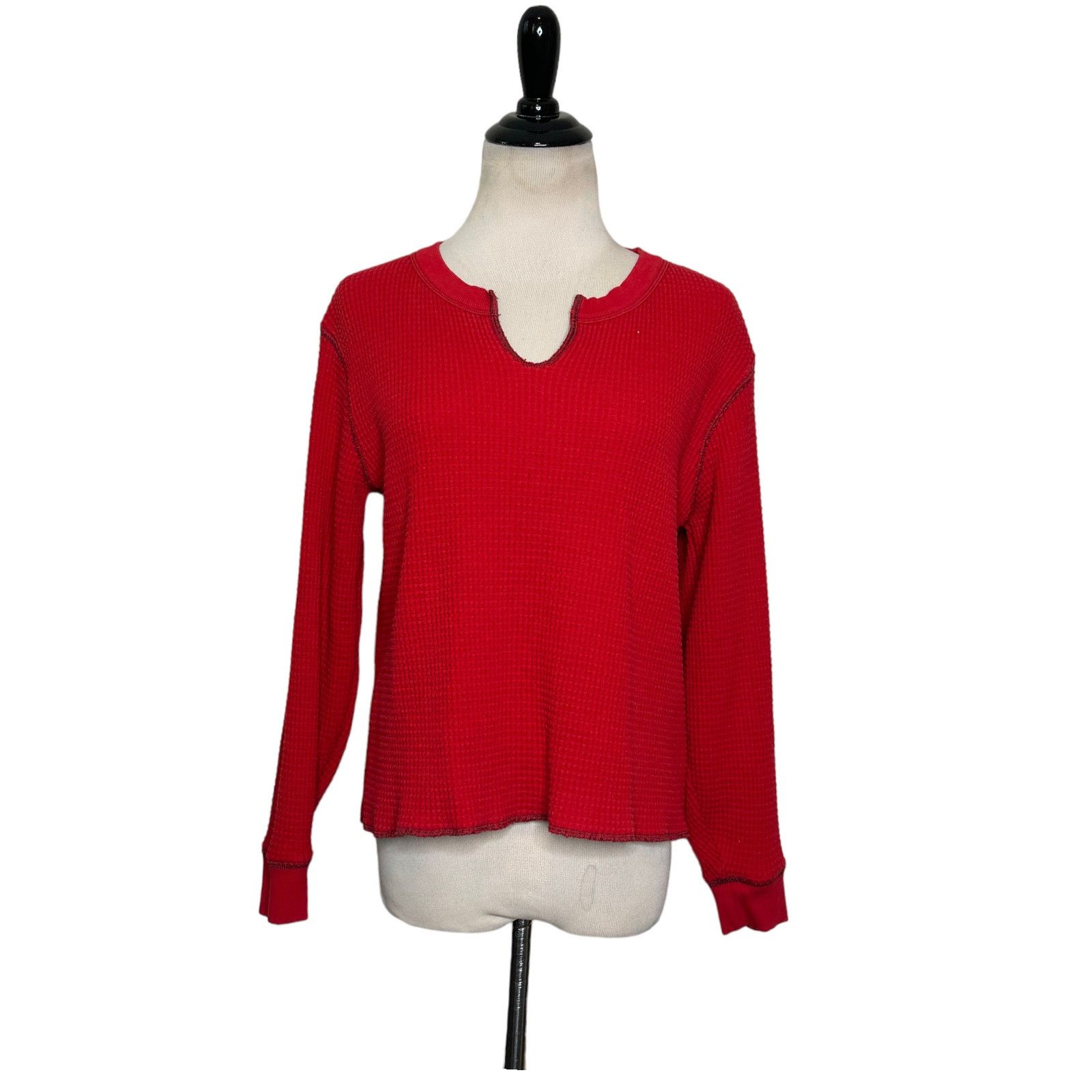 Madewell Madewell red waffled long sleeves sweatshirt size small Size S / US 4 / IT 40 - 1 Thumbnail