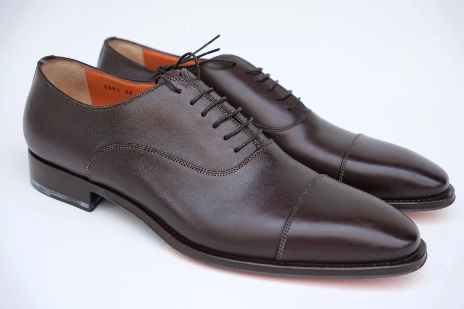 Santoni Santoni Brown Leather Oxford Shoes Brown EU 44 UK 10 US 11 Size US 11 / EU 44 - 1 Thumbnail
