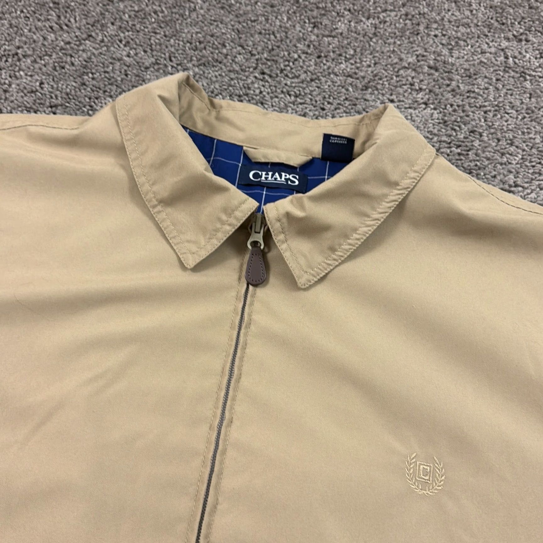Chaps Chaps Jacket Mens 2XL Big 2XB Beige Full Zip Long Sleeve Bomber - Vintage? No. Size US XXL / EU 58 / 5 - 2 Thumbnail