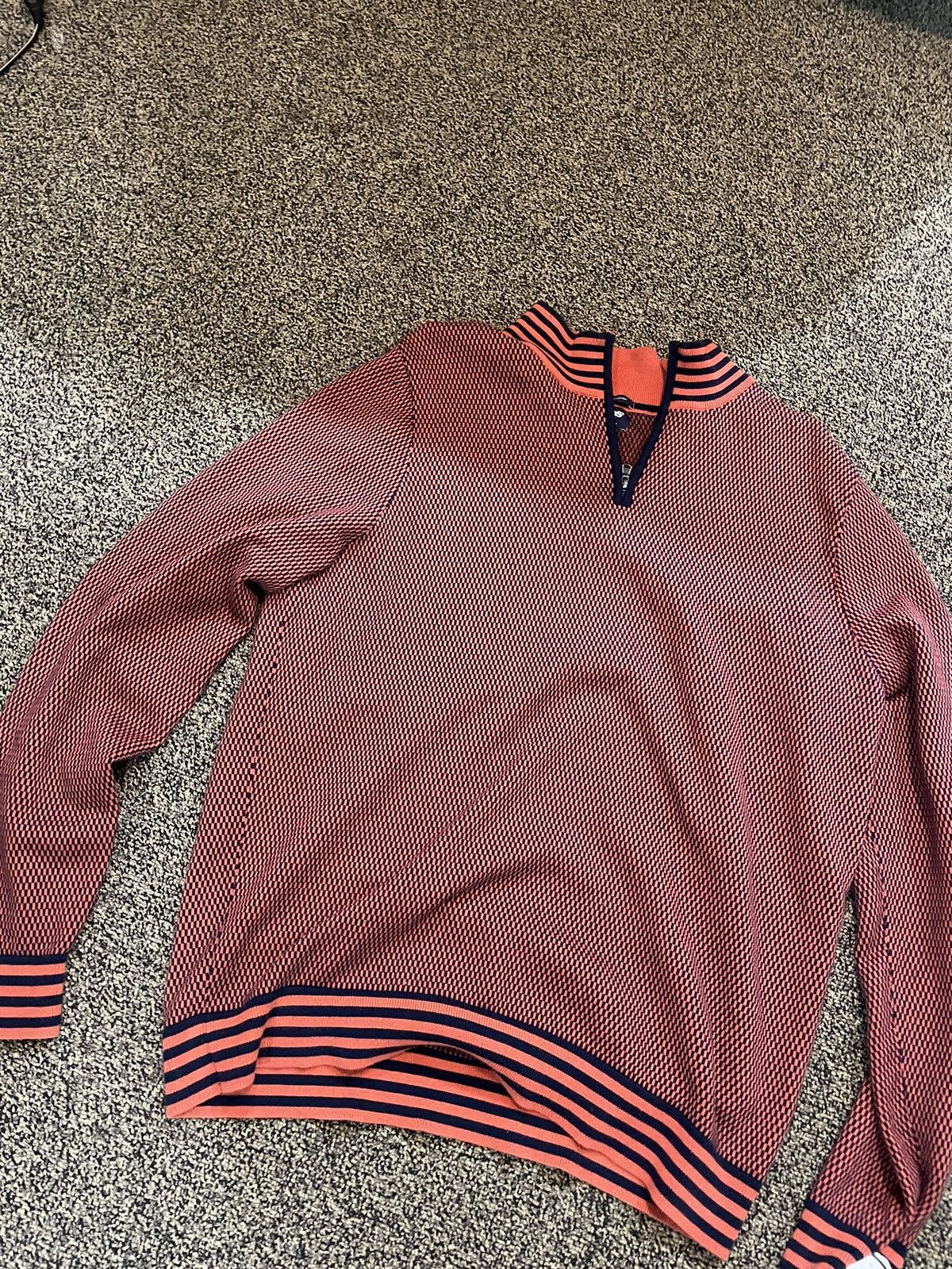 Vintage Orange Striped Zip-Up sweater Size US XL / EU 56 / 4 - 1 Thumbnail