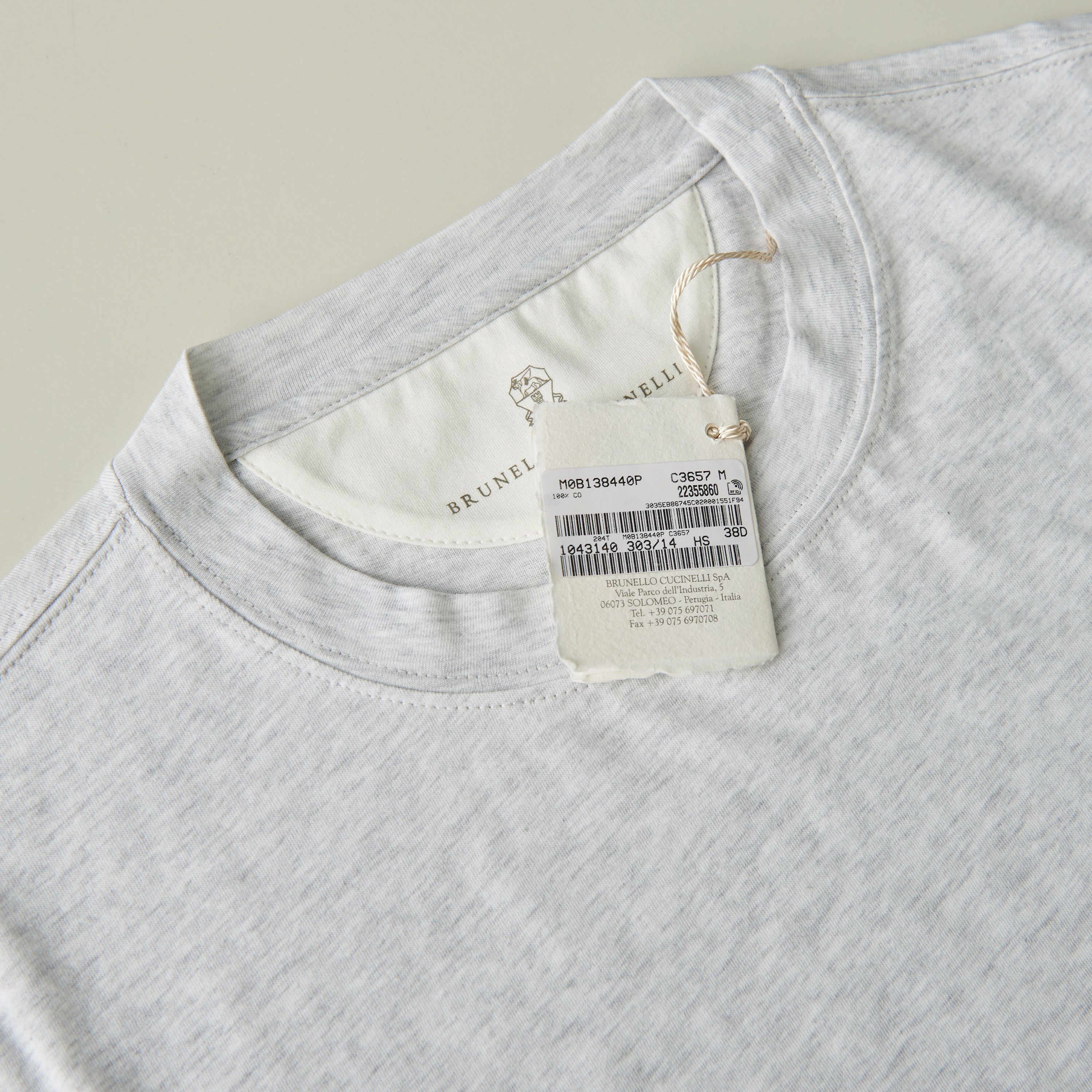 Brunello Cucinelli Light Grey Crew Neck T-shirt - Short-sleeve, Cotton Jersey Size US XXL / EU 58 / 5 - 9 Thumbnail