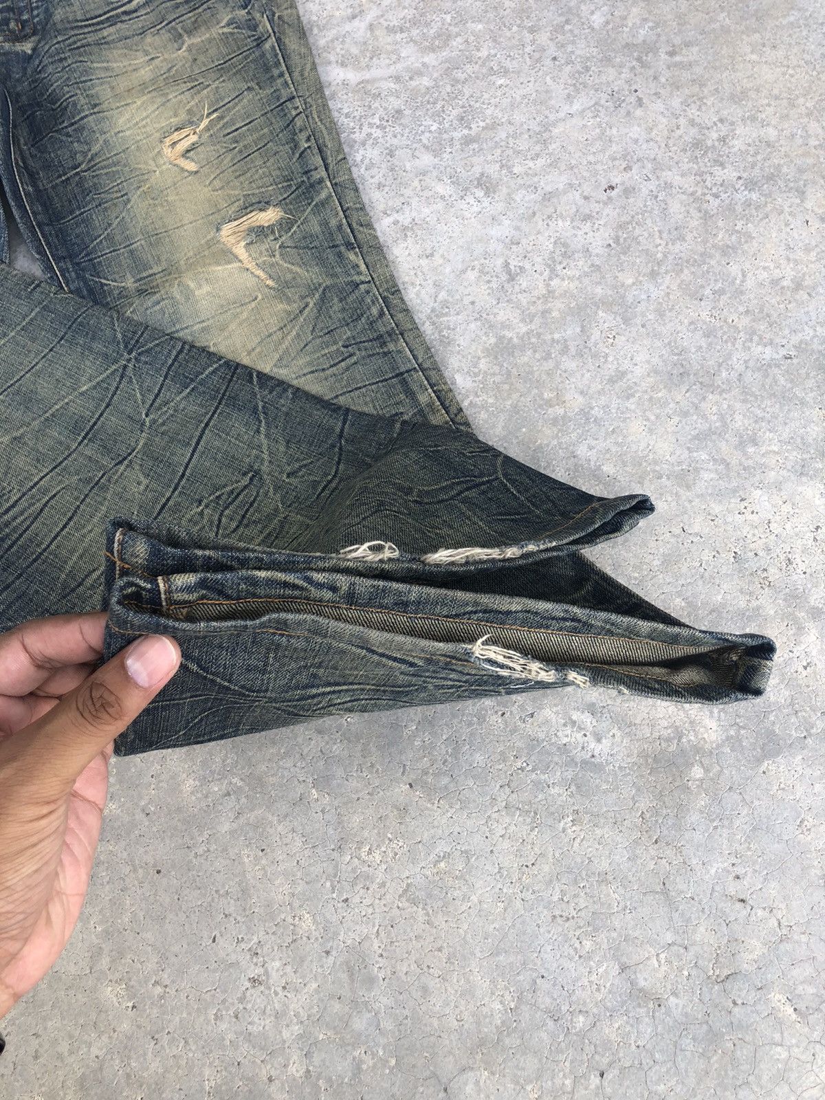 Japanese Brand Japanese Algate Flared Jeans Mud Wash Distressed Jeans Size US 32 / EU 48 - 13 Thumbnail