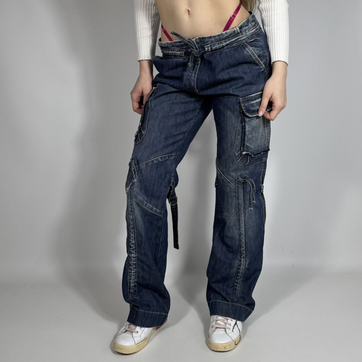 Japanese Brand Vintage Y2K Japanese Cargo Denim Jeans Bondage Style Size 27" / US 4 / IT 40 - 3 Thumbnail