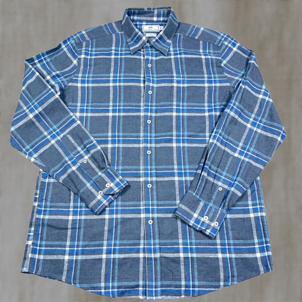 Southern Tide Southern Tide Shirt Mens L Blue Flannel Men Plaid Button Classic Fit Pocket Size US L / EU 52-54 / 3 - 1 Thumbnail