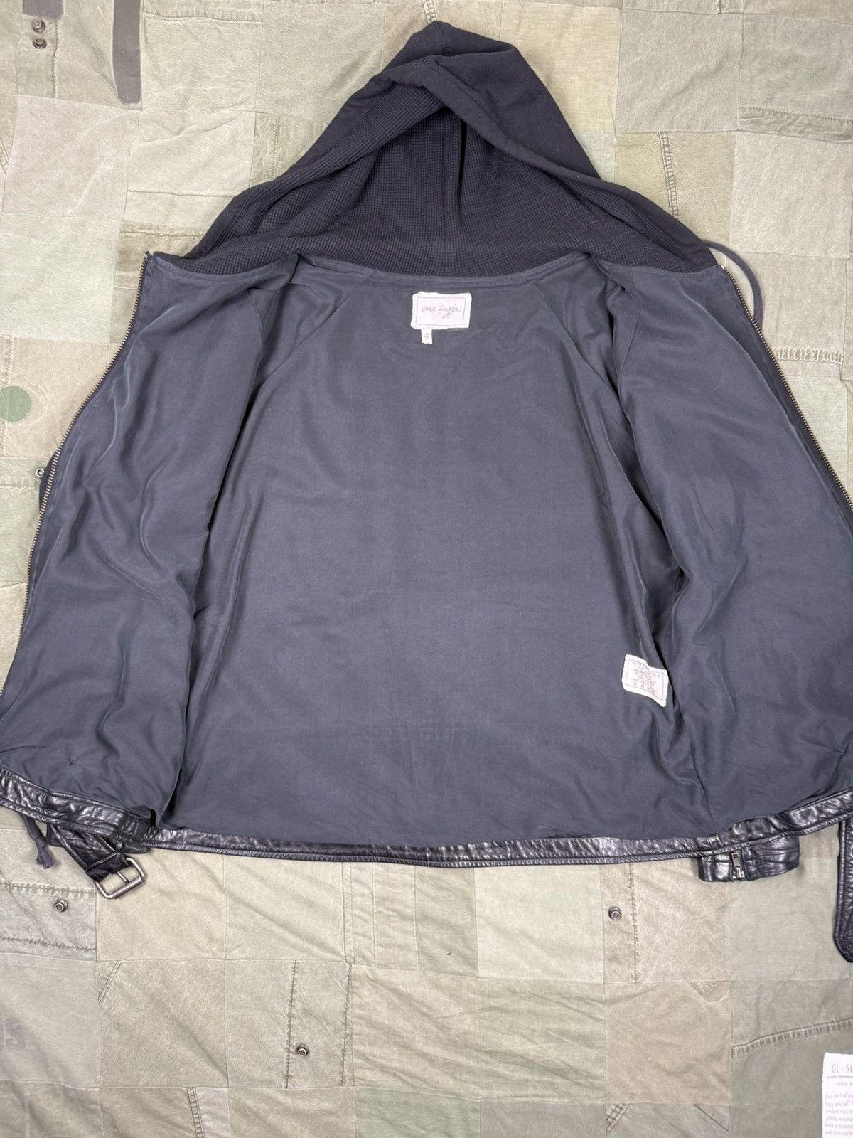 Greg Lauren 50/50 Black Leather Zip Hoodie Size US L / EU 52-54 / 3 - 5 Thumbnail