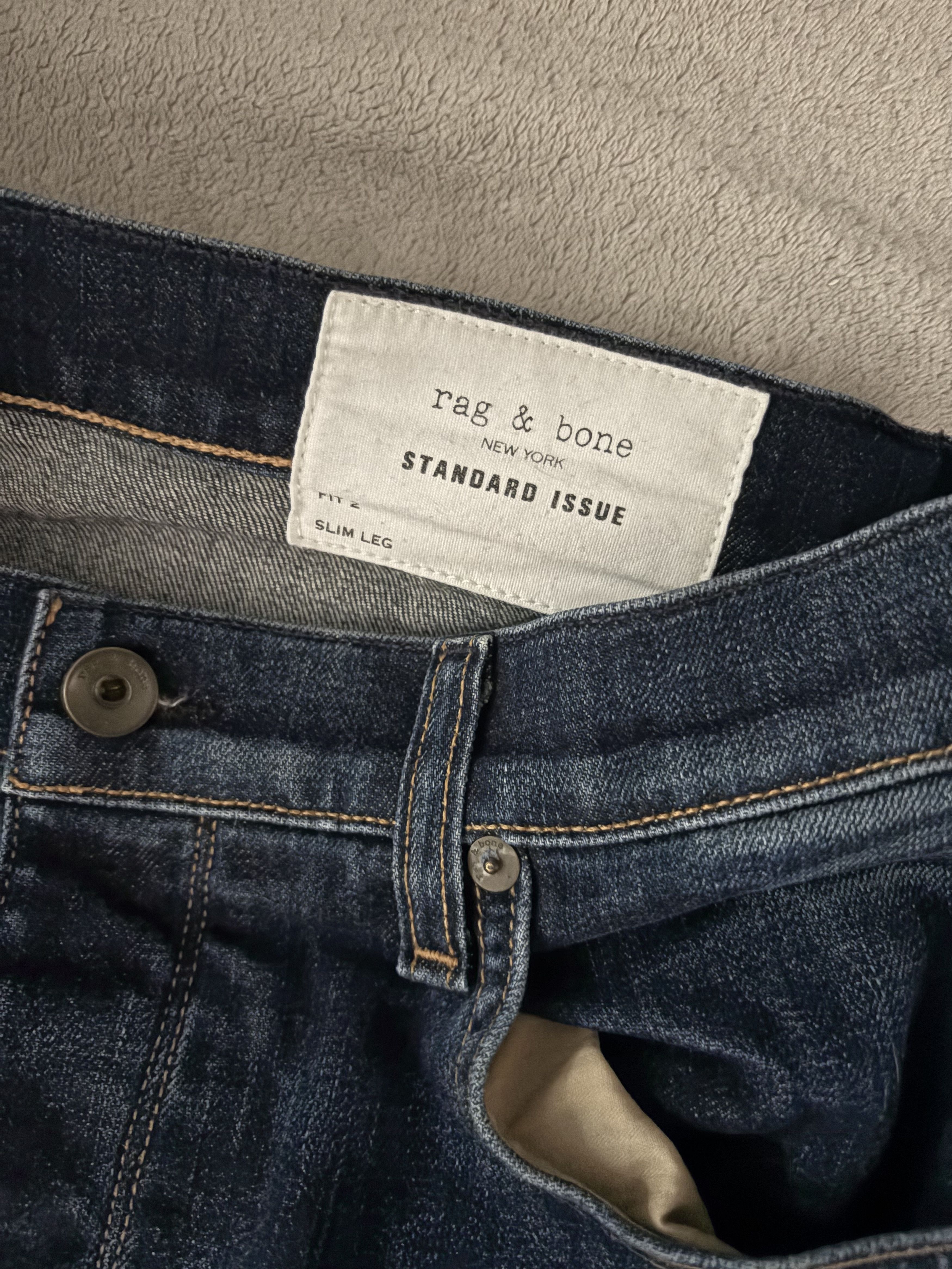 Rag & Bone rag & bone Dark Blue Slim Fit Jeans – 32W (Fit 2) Size US 32 / EU 48 - 1 Thumbnail