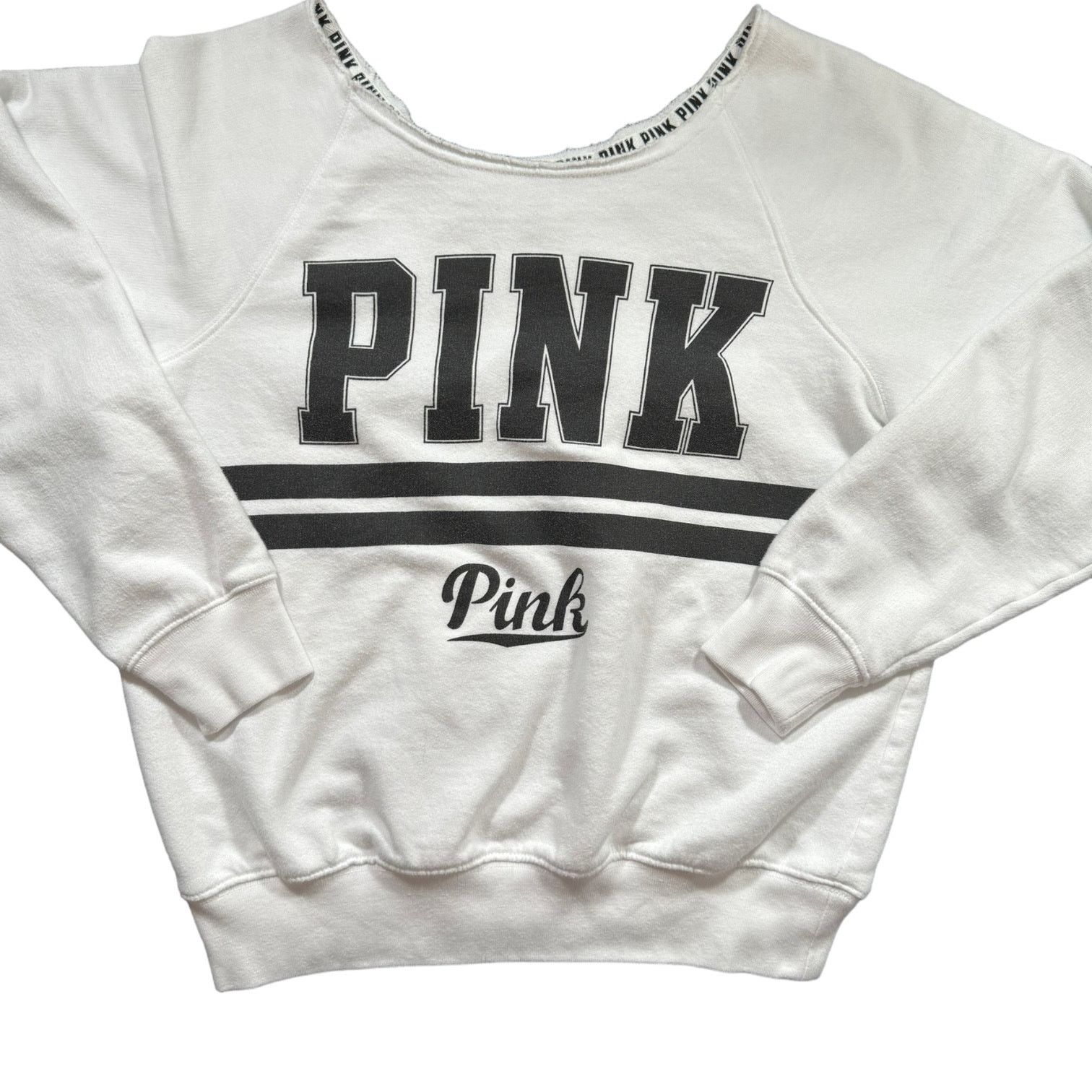 Pink PINK Sweatshirt White with Black Lettering Extra Small Size XS / US 0-2 / IT 36-38 - 1 Thumbnail