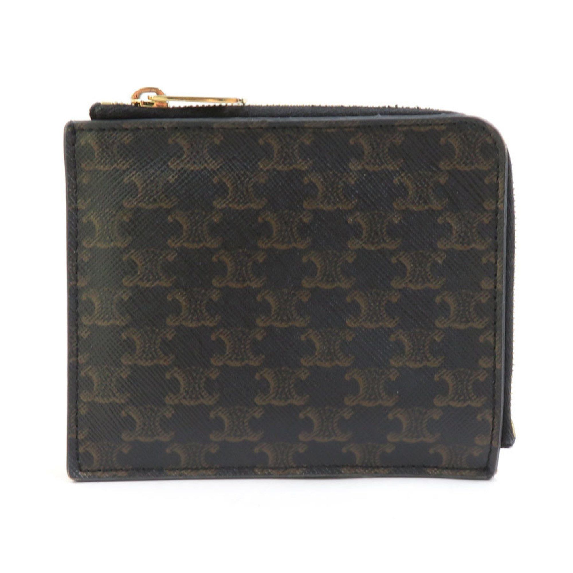 Celine Celine Triomphe Coated Canvas Wallet/Coin Case, Black, Men's/Women's, H31426K Size ONE SIZE - 1 Thumbnail