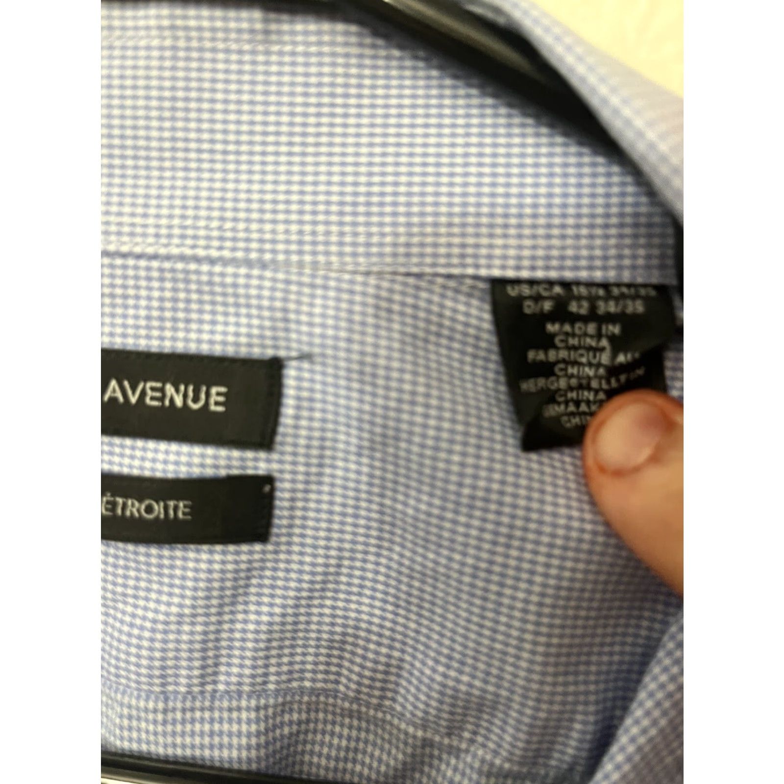 Saks Fifth Avenue Saks Fifth Avenue Mens Shirt 16 34/35 Blue Gingham Plaid Slim Fit Long Sleeve Size US L / EU 52-54 / 3 - 4 Thumbnail