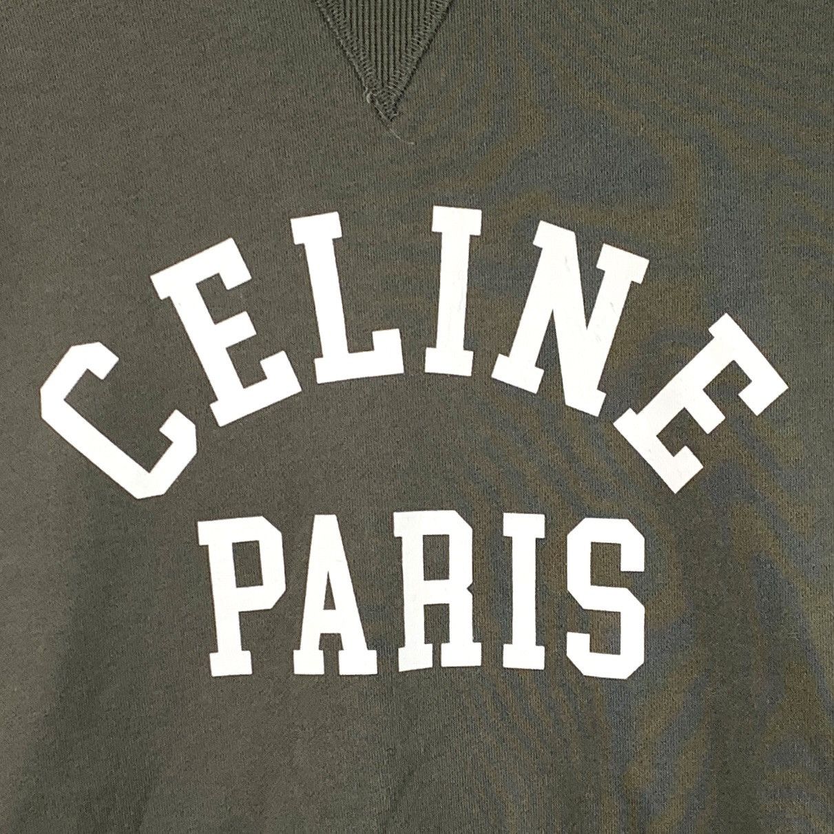 Celine Celine Dark Green Letter Printed Crew Neck Sweatshirt K26WX Size L / US 10 / IT 46 - 4 Thumbnail