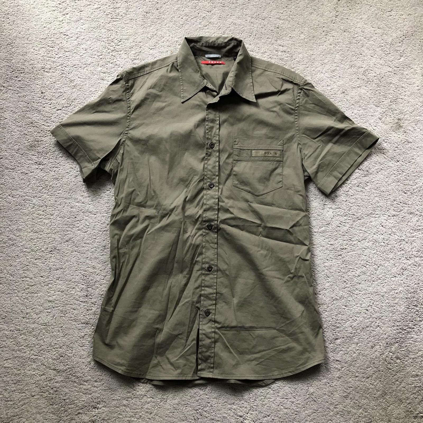 Prada Vintage Prada Short Sleeve Button Up Shirt Size US L / EU 52-54 / 3 - 1 Thumbnail