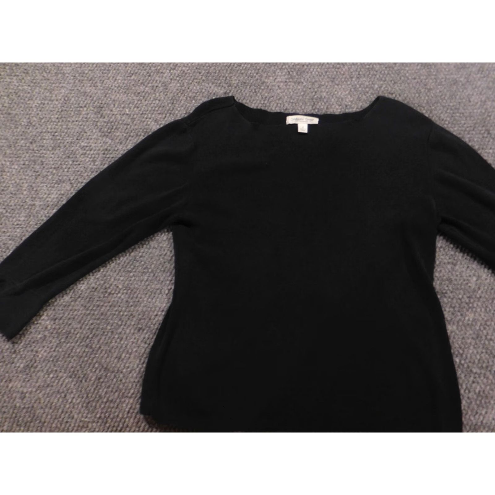 Coldwater Creek Coldwater Creek Blouse Womens M Black Crew Neck Pullover Silk Rayon Stretch Cap Sleeve Casual Basic Classic Ruffle Size M / US 6-8 / IT 42-44 - 3 Thumbnail
