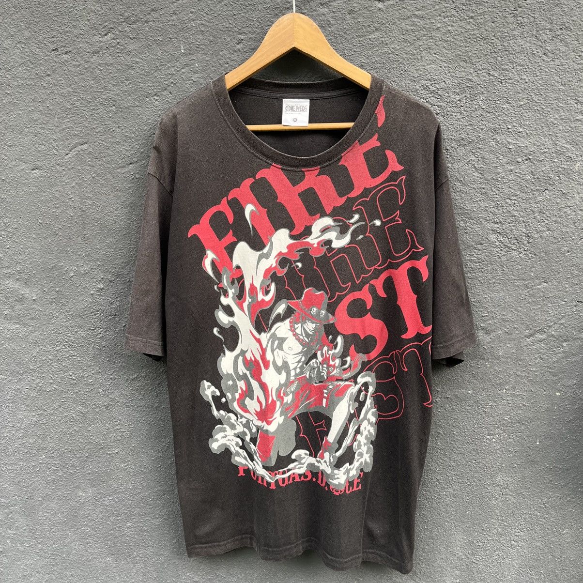 Anime Thrashed Faded Ace One Piece Anima Tee Size US XL / EU 56 / 4 - 1 Thumbnail