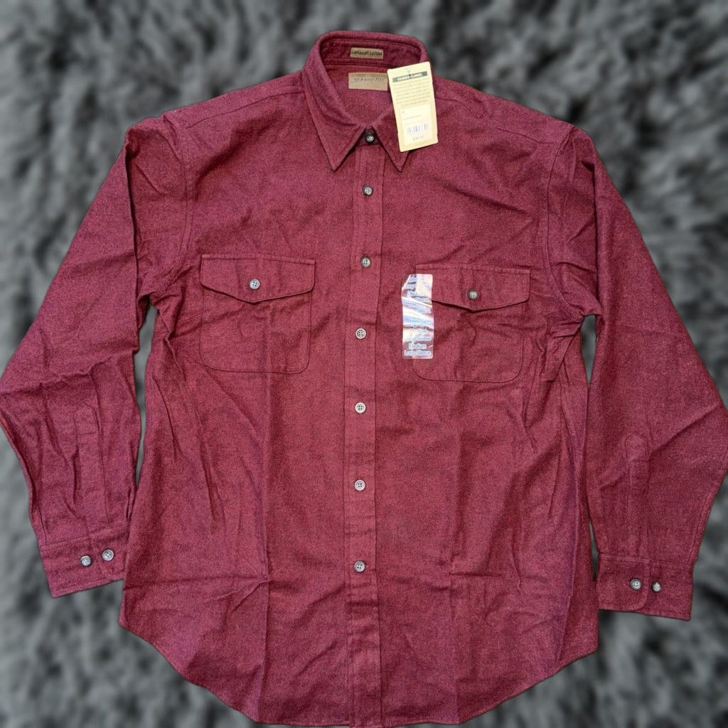 Vintage St. John's Bay Chamois Cloth Shirt Mens Medium Button-Up Dark Red Heather NWT Size US M / EU 48-50 / 2 - 1 Thumbnail