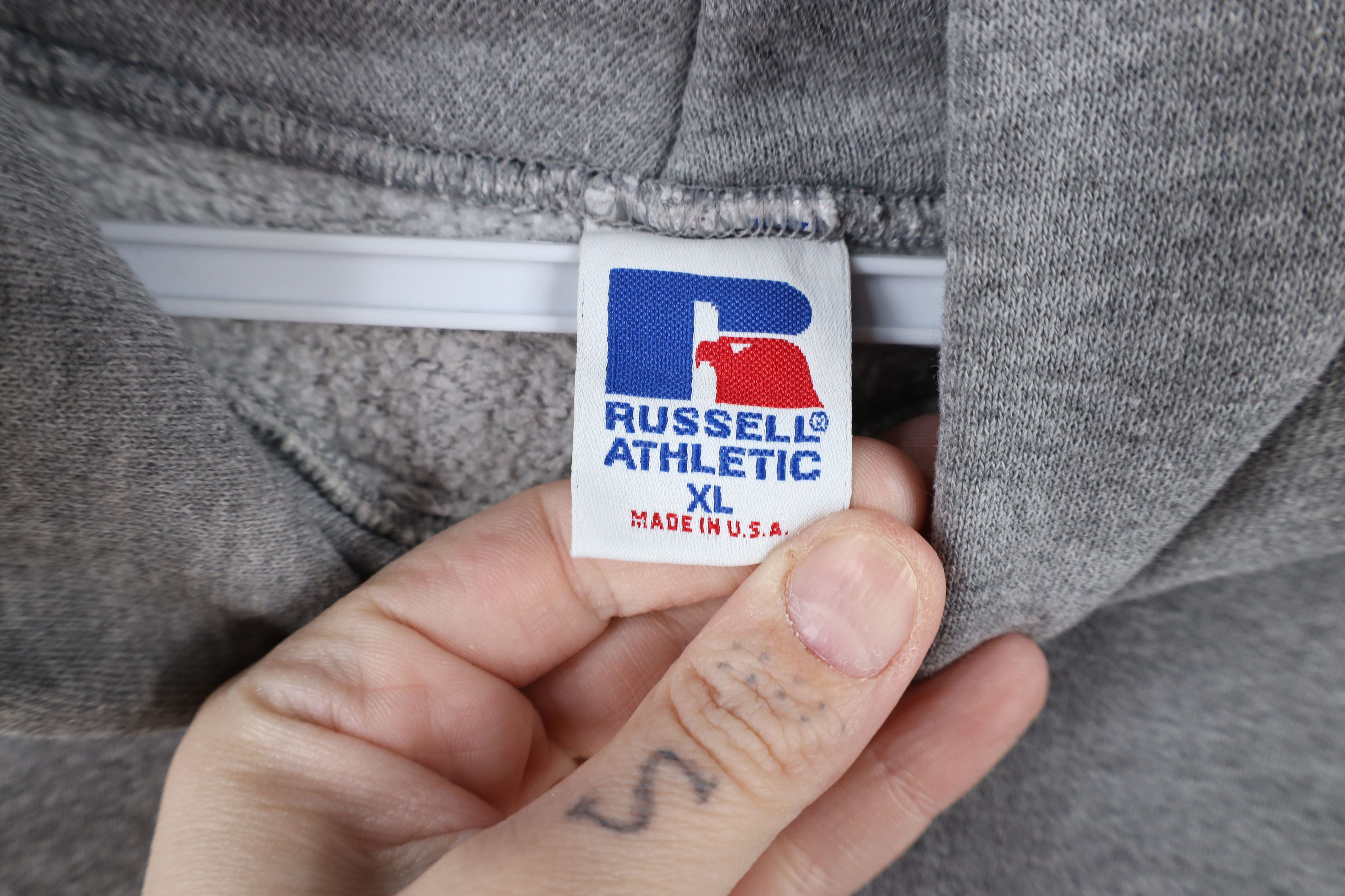 Russell Athletic × Vintage Vintage 90s Russell Athletic County School Hoodie Gray USA Size US XL / EU 56 / 4 - 7 Thumbnail