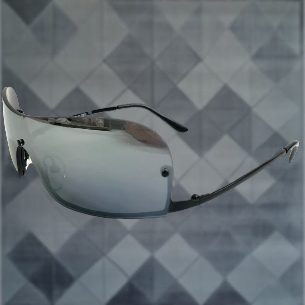 Positime Black Mirror Wrap Sunglasses UV400 Gray Tinted Shield Unisex Adult Mod.2453