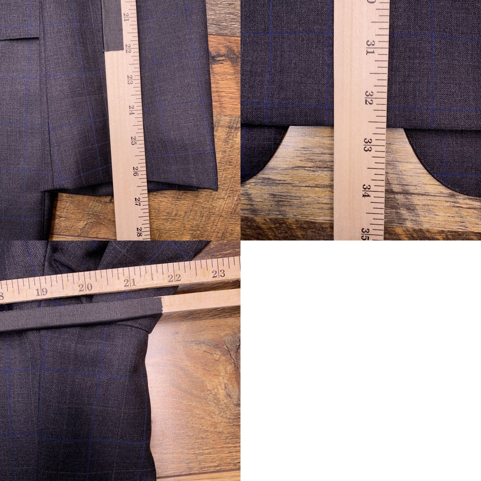 Madison Hickey Freeman Madison Suit Jacket Gray Check Wool Blazer 44 Long Mens Regular Notch Double-Vented Two-Button Front Vintage? (No) Size 44R - 10 Thumbnail