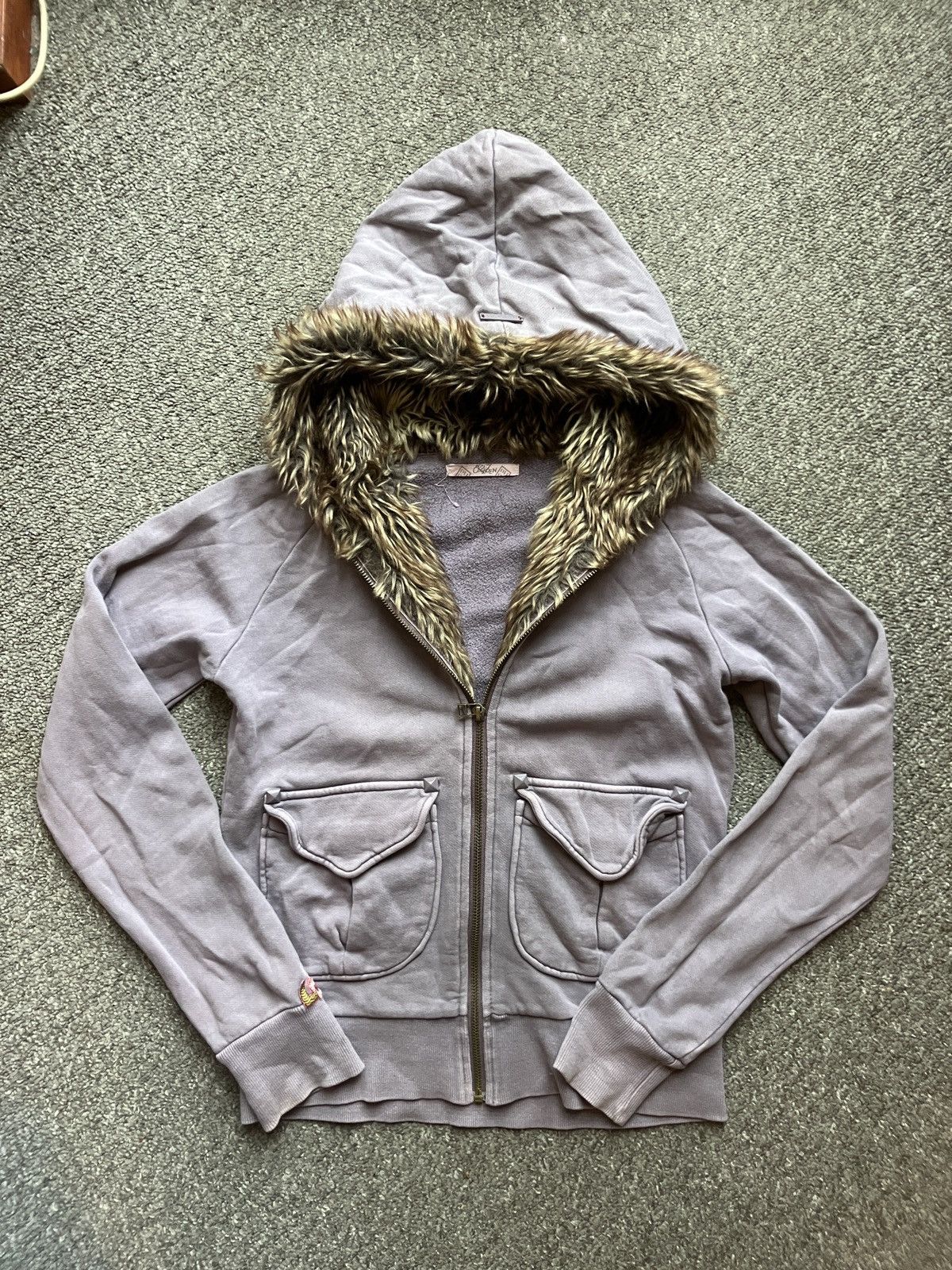 Other OXYGEN faux fur hood zip hoodie with diamond studs Size S / US 4 / IT 40 - 1 Thumbnail