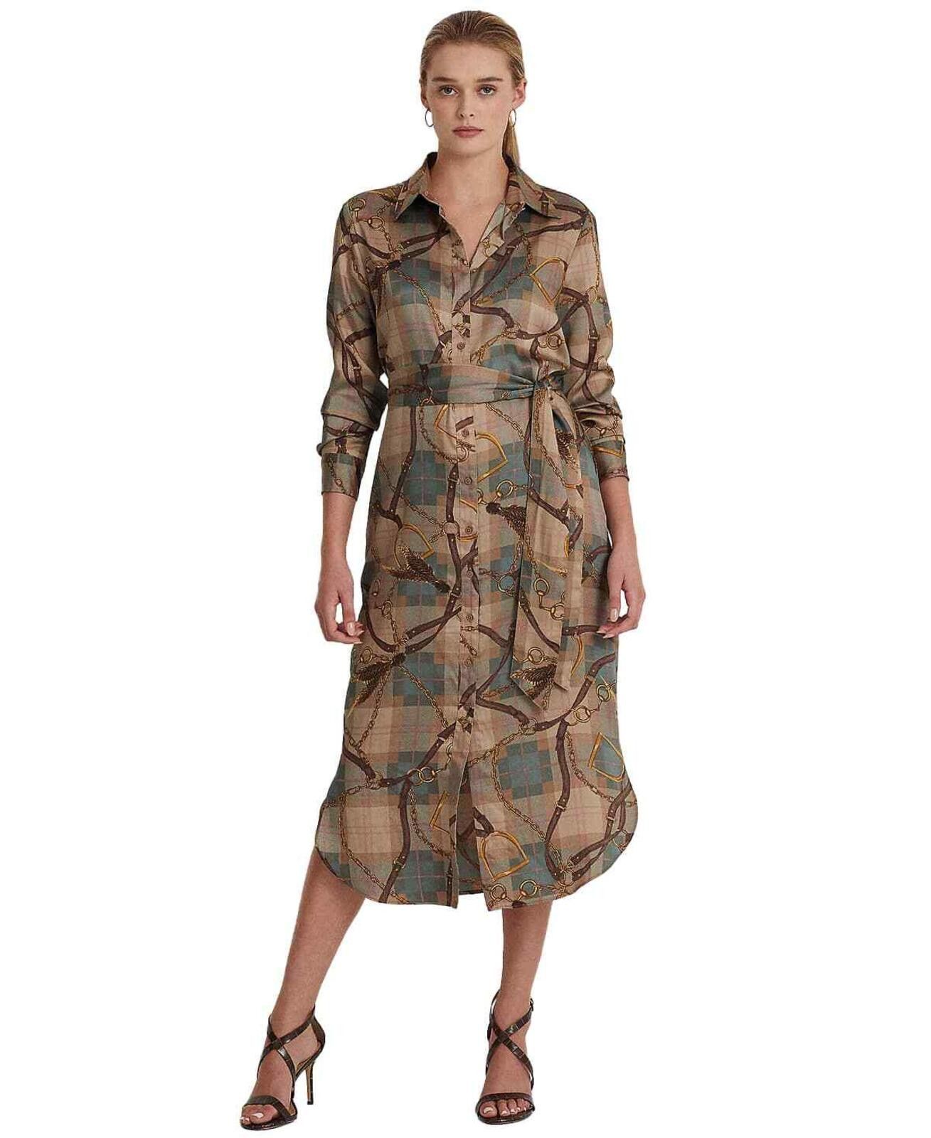 Lauren Ralph Lauren Lauren Ralph Lauren Women's Brown Plaid Twill Shirtdress 2 Size XS / US 0-2 / IT 36-38 - 1 Thumbnail