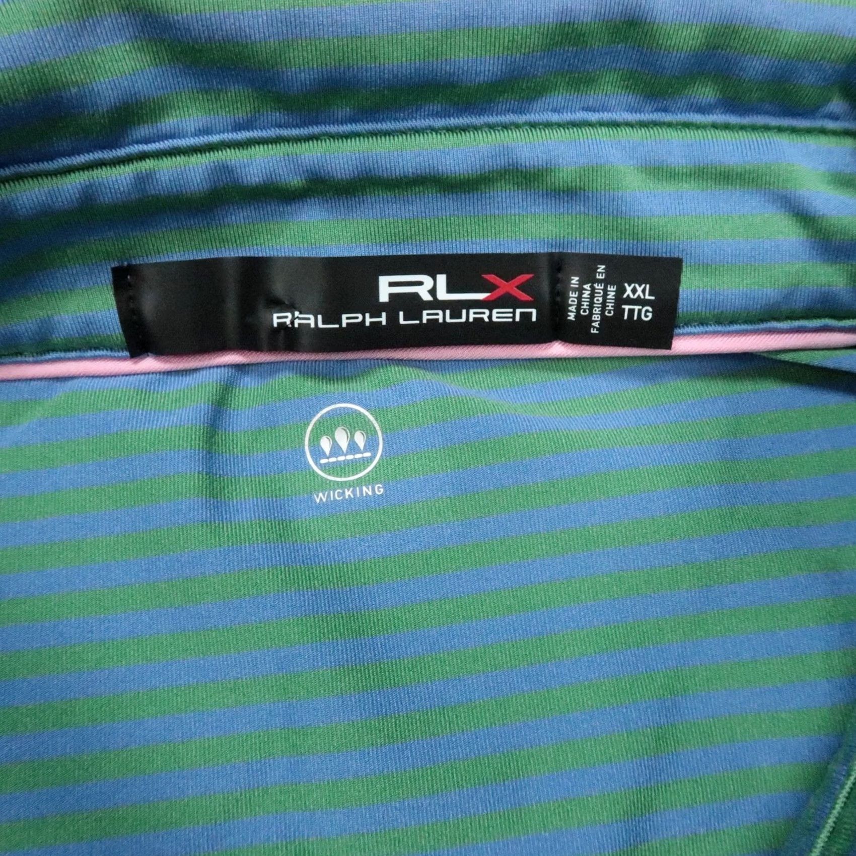 RLX Ralph Lauren RLX Ralph Lauren Polo Shirt Men 2XL Blue Green Striped Short Sleeve Athletic Moisture Wicking Golf Casual Activewear Size US XXL / EU 58 / 5 - 3 Thumbnail