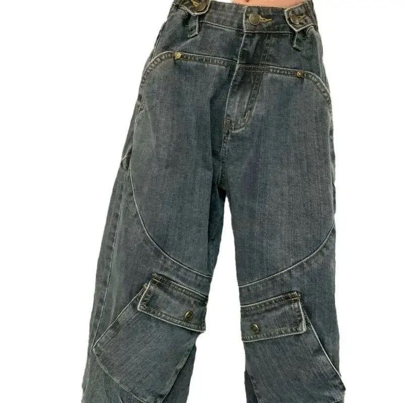 Japanese Brand × Vintage Vintage Cargo Jeans Women Oversize Y2K Grunge Baggy Denim Size 31" - 5 Thumbnail