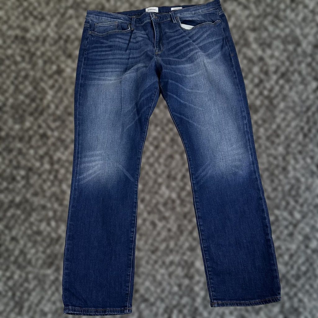Frame FRAME Jeans Men's Skinny L'Homme Stretch Denim 42x31 Timberline Blue Jeans Slim Men 42 Blue Denim Stretch 31in Slim Size US 42 / EU 58 - 1 Thumbnail