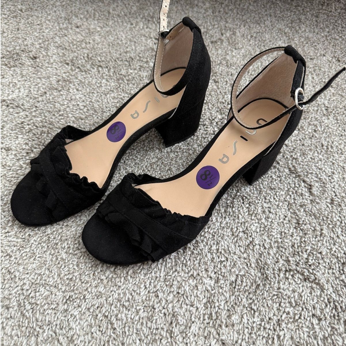 Other Unisa Black Ruffle Block Heel Sandals Size 8.5 Size US 8.5 / IT 38.5 - 5 Thumbnail