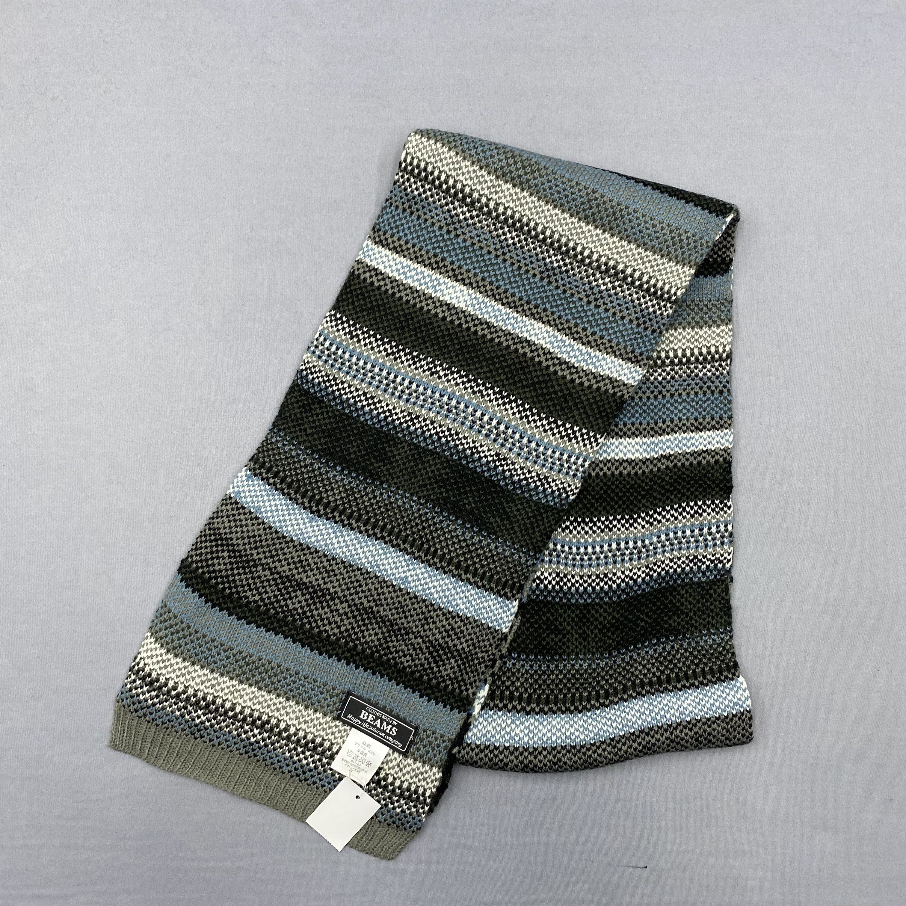 Japanese Brand Vintage Beams Scarf Muffler Wool Cashmere Scarves Size ONE SIZE - 3 Thumbnail