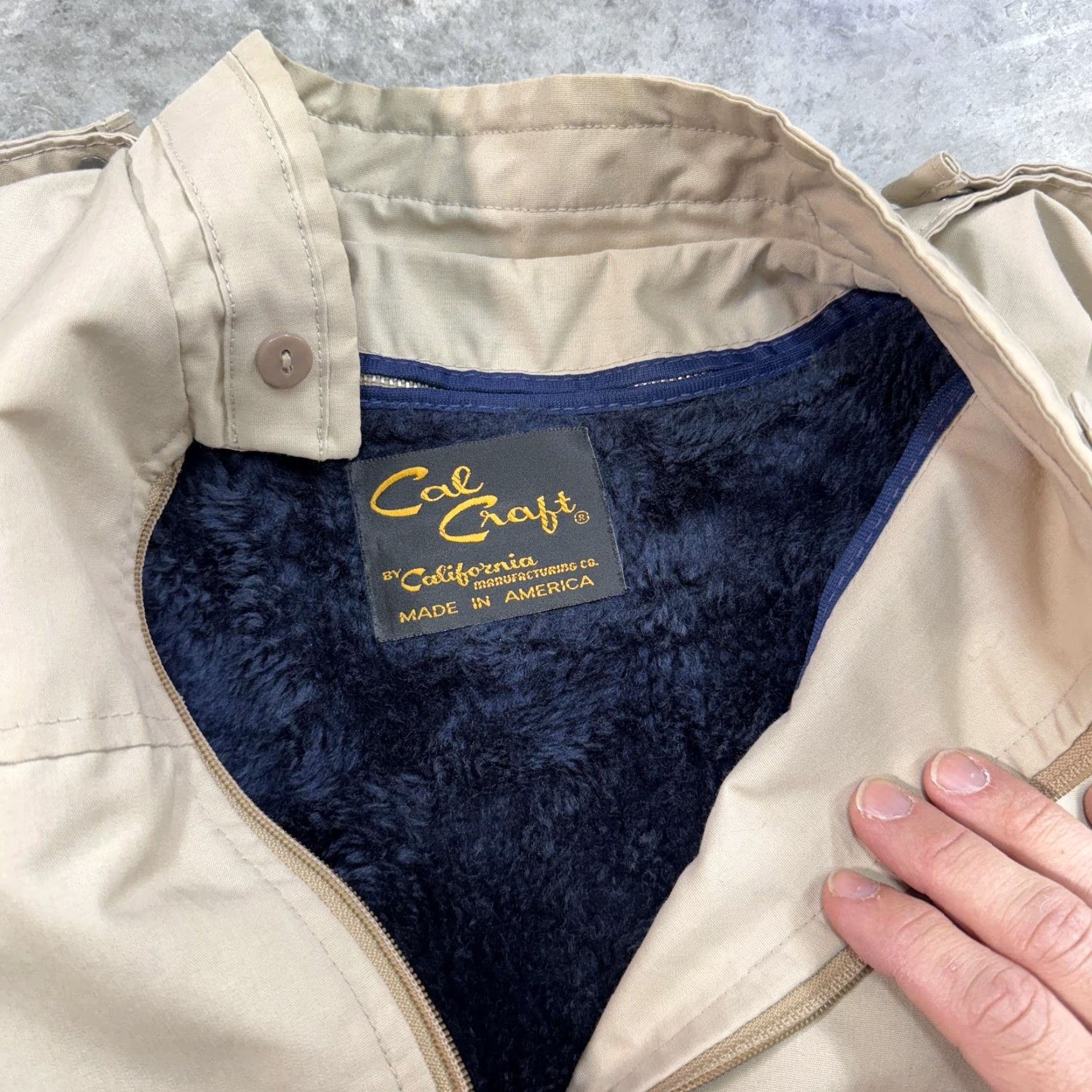 Epaulet VINTAGE Cal Craft Jacket Mens M Beige Faux Fur Lined Full Zip Epaulet USA 80s Bomber Shirt Mens Size US M / EU 48-50 / 2 - 4 Thumbnail