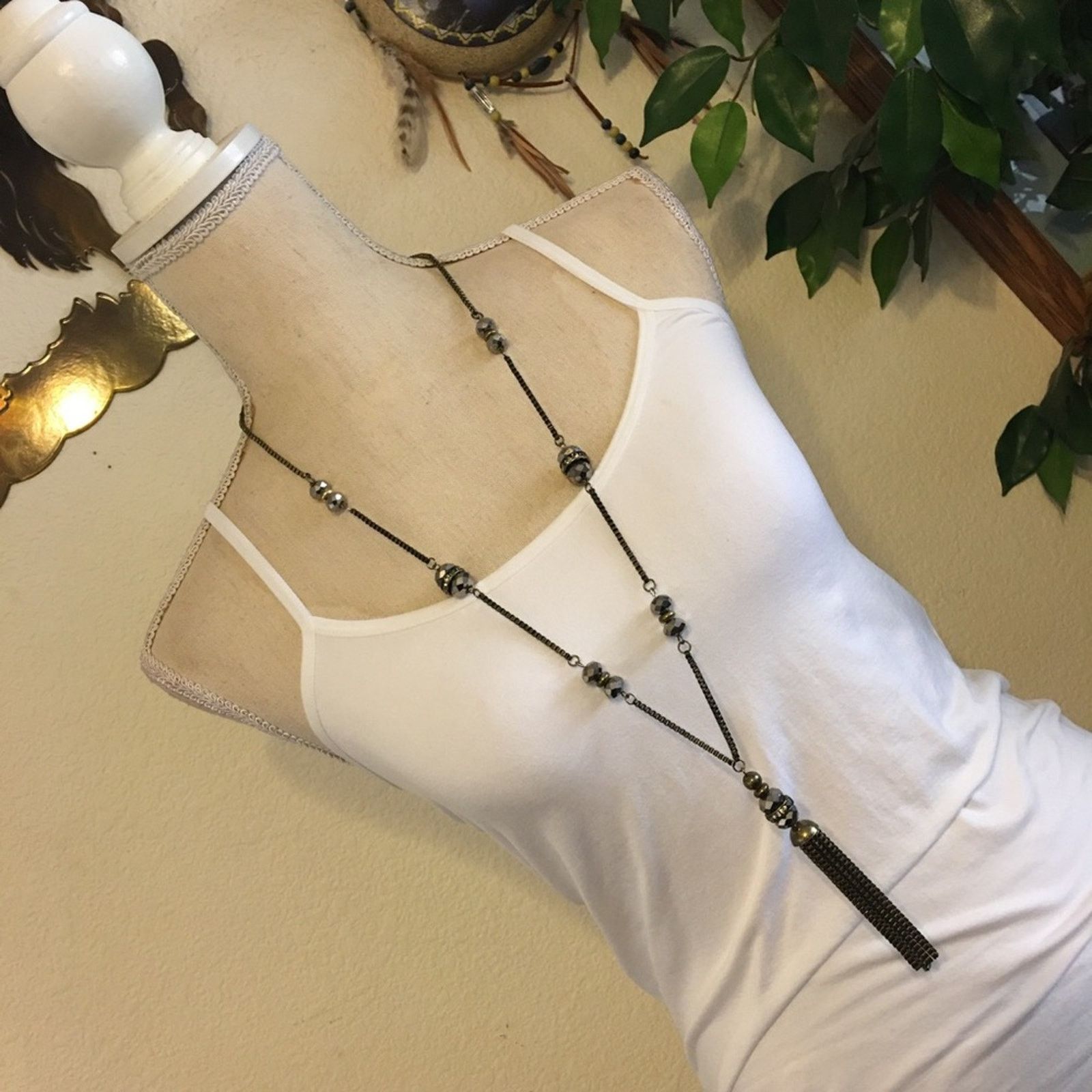 Vintage Vintage sparkle bead chain tassel long necklace Size ONE SIZE - 3 Thumbnail