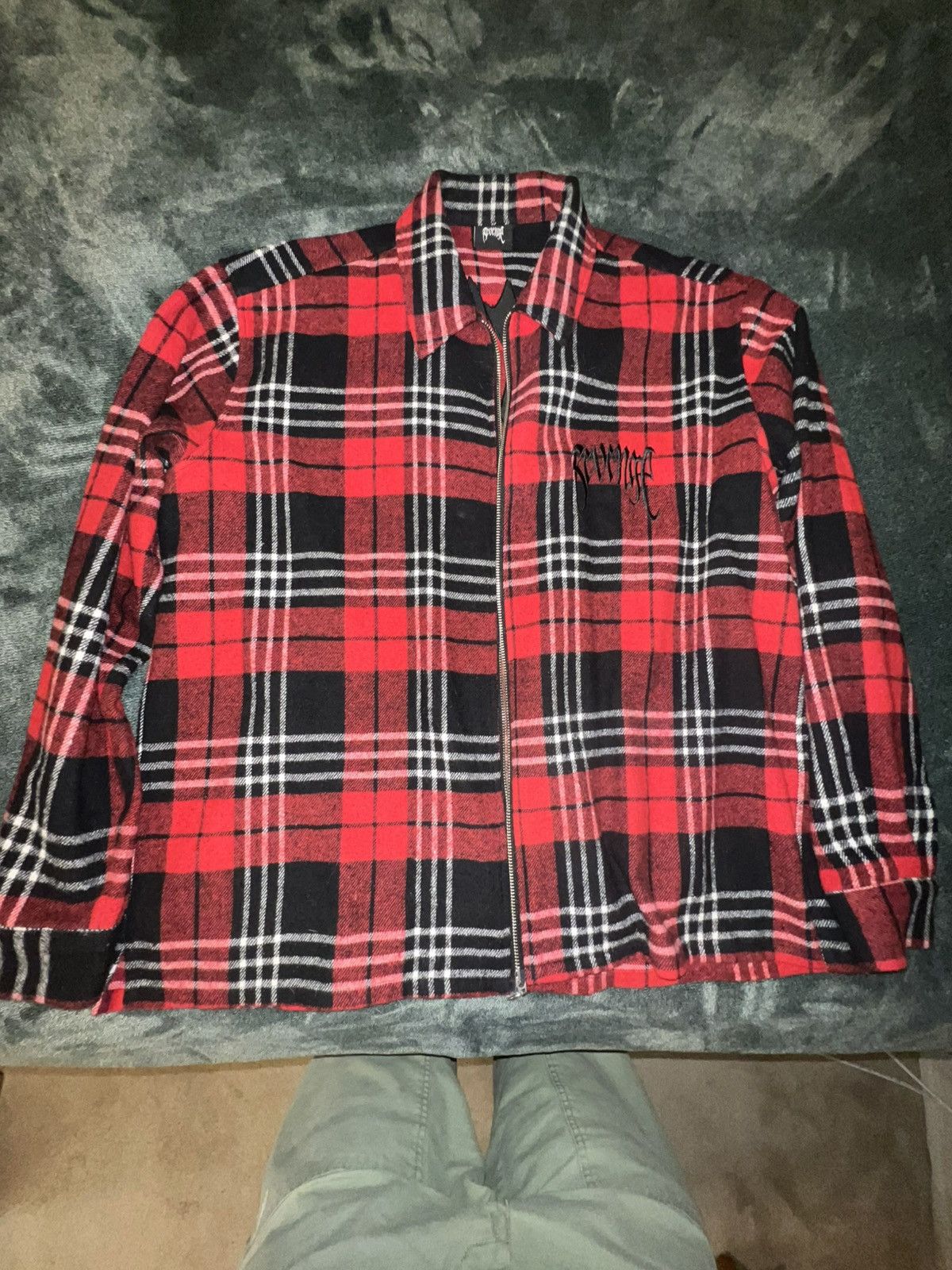 Revenge REVENGE Flannel jacket in red/black plaid Size US M / EU 48-50 / 2 - 1 Thumbnail