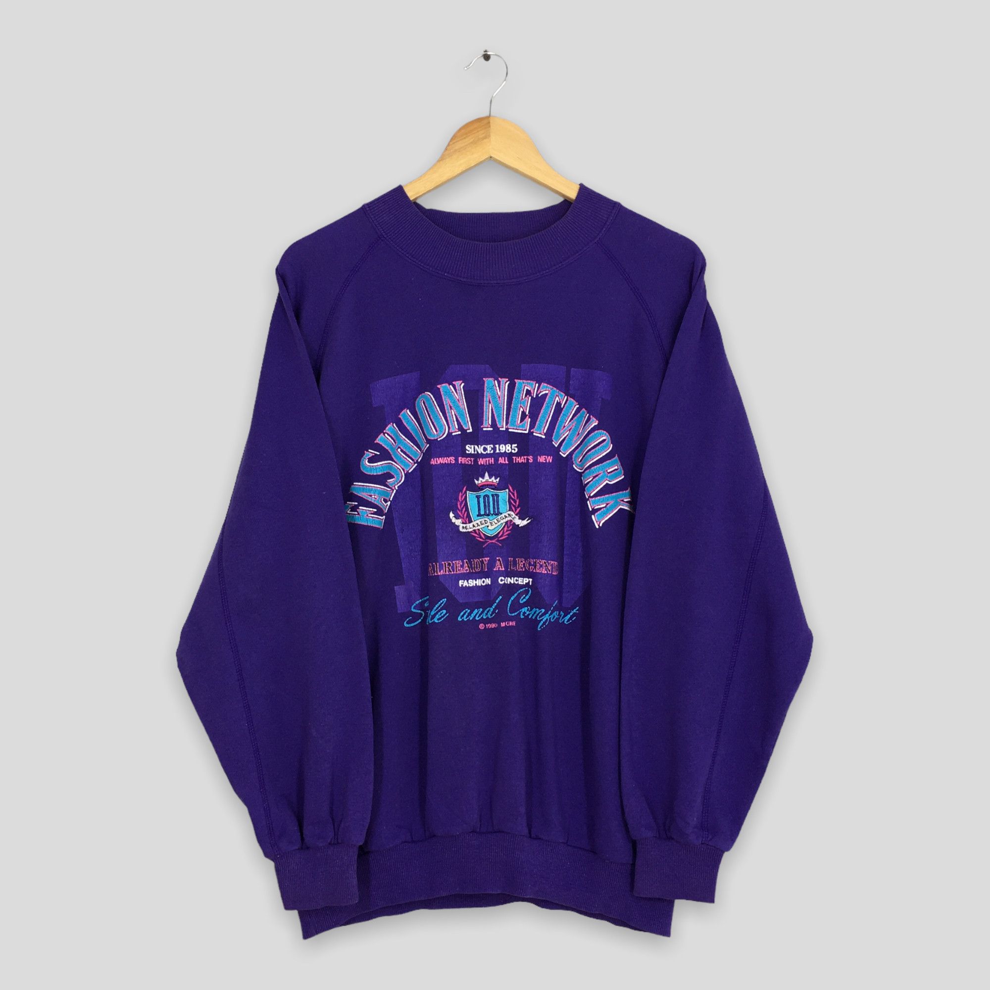 Vintage Vintage Fashion Network Streetwear Puprle Sweatshirt Medium Size US M / EU 48-50 / 2 - 1 Thumbnail