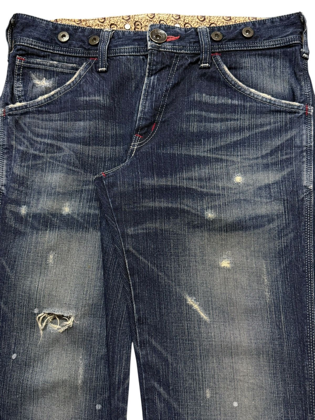 Edwin Edwin 503 Blue Trip Faded Wash Carpenter Paint Splatter Size US 33 - 3 Thumbnail