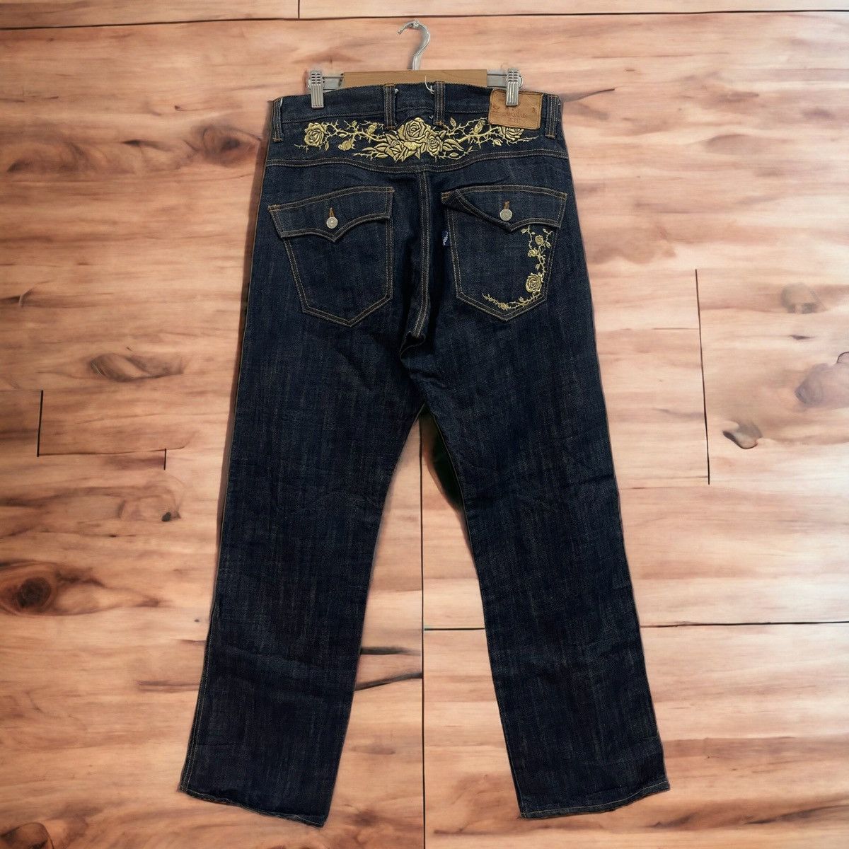 image of Japan Blue Osaka Embroidered Jeans in Dark Blue, Men's (Size 33)